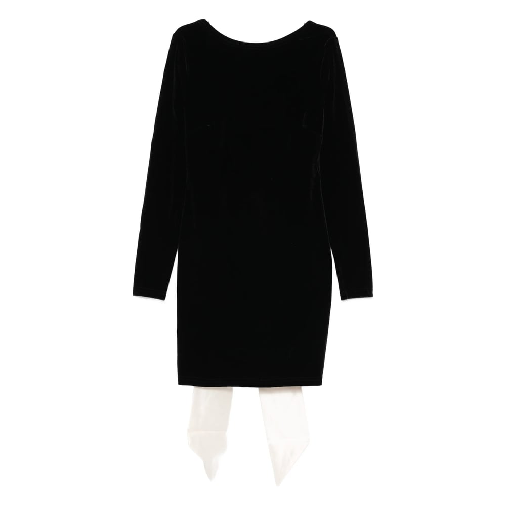 Never Fully Dressed Bow-detail Long-sleeve Mini Dress In Black