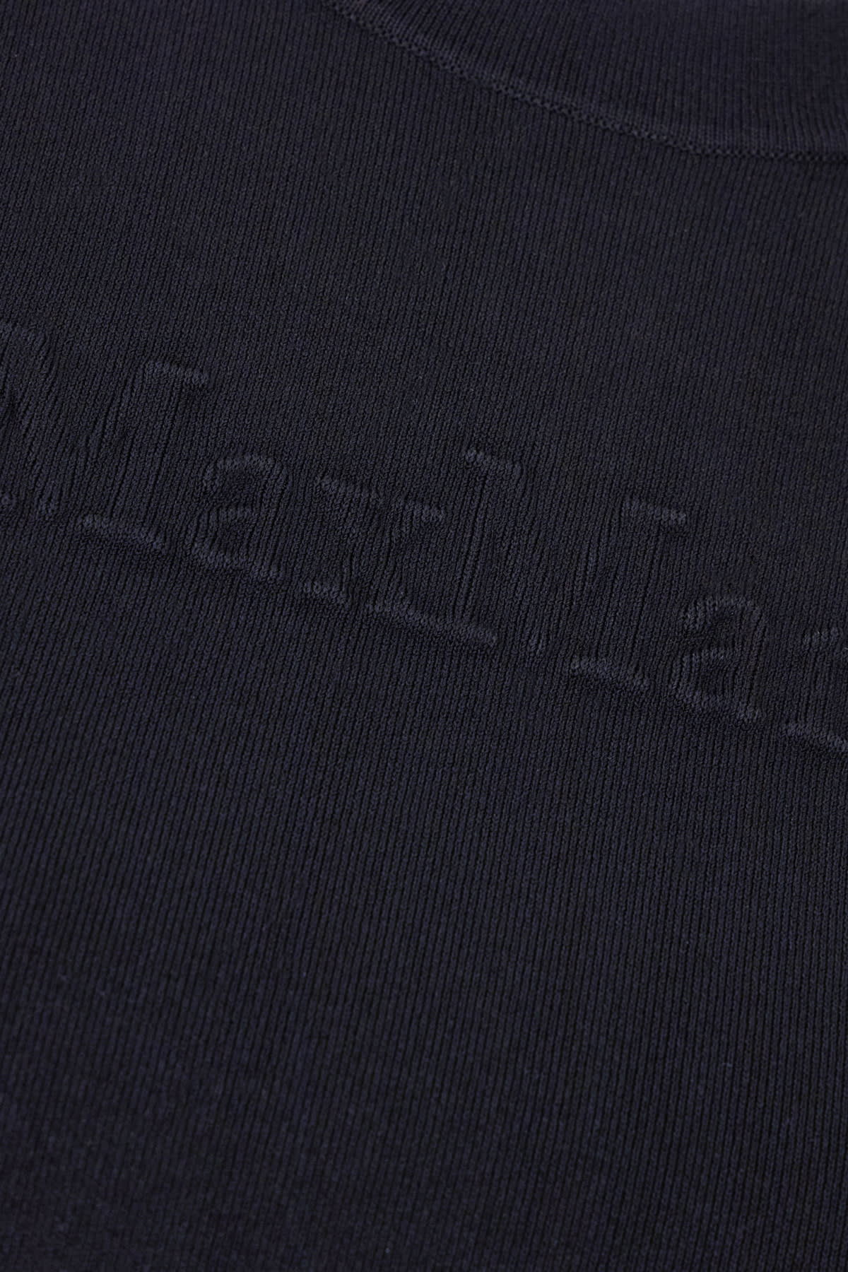 Max Mara Blue Crewneck T-shirt With Tonal Logo Lettering On The Front In Viscose Blend Woman In Black