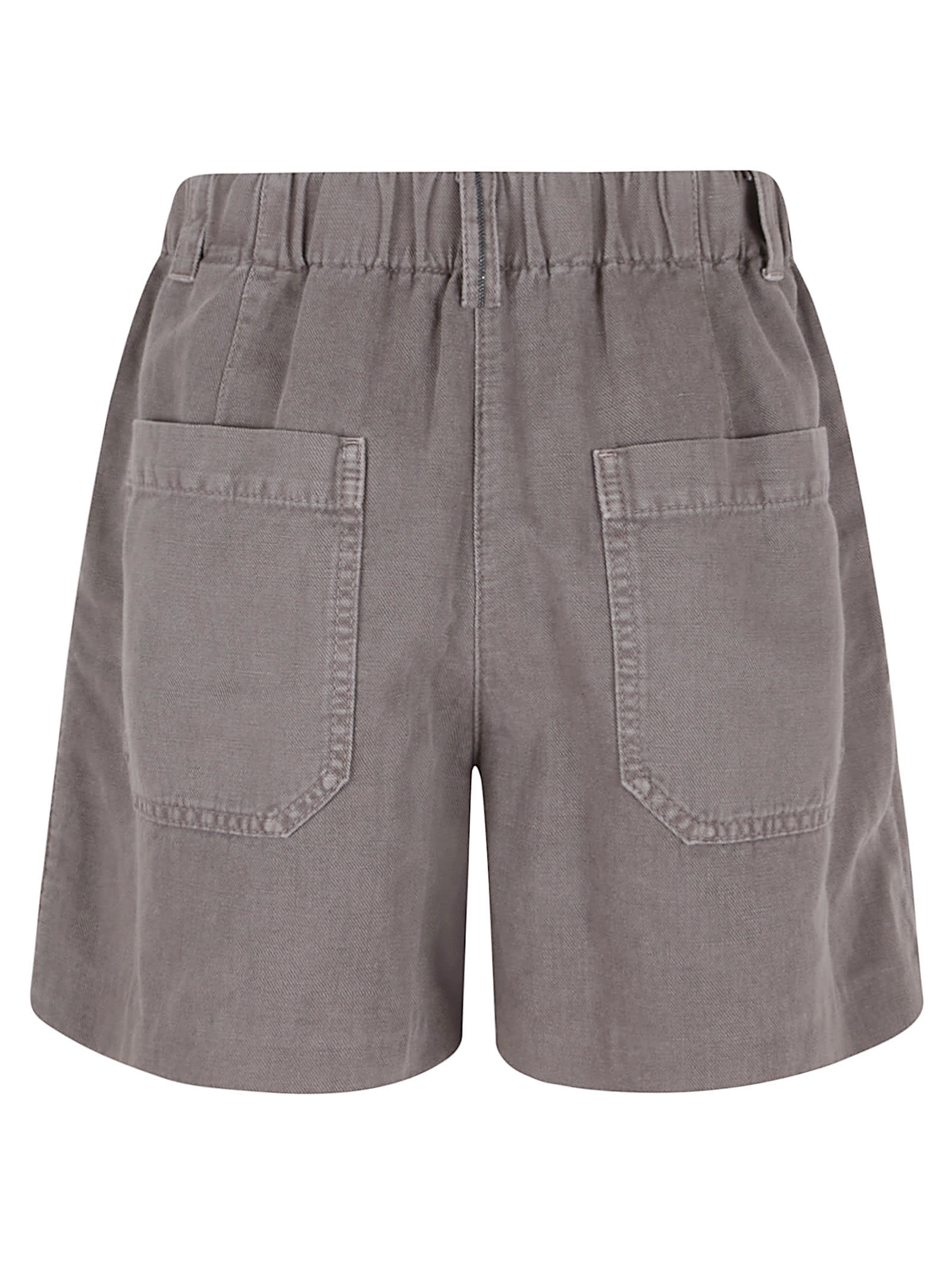 Brunello Cucinelli Linen Cotton Shorts Back Pockets In Brown