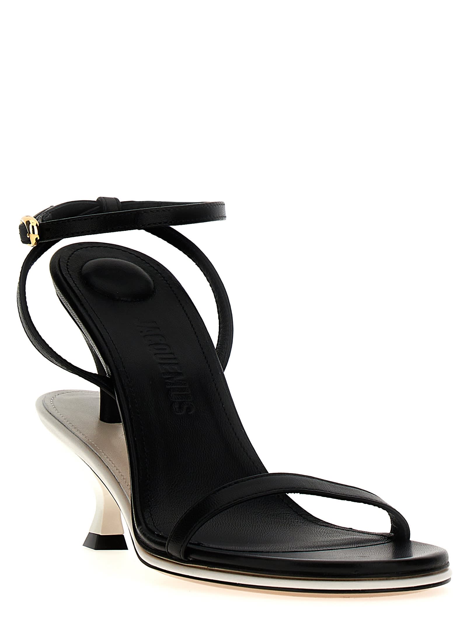 Shop Jacquemus Les Doubles Sandales Sandals In White/black