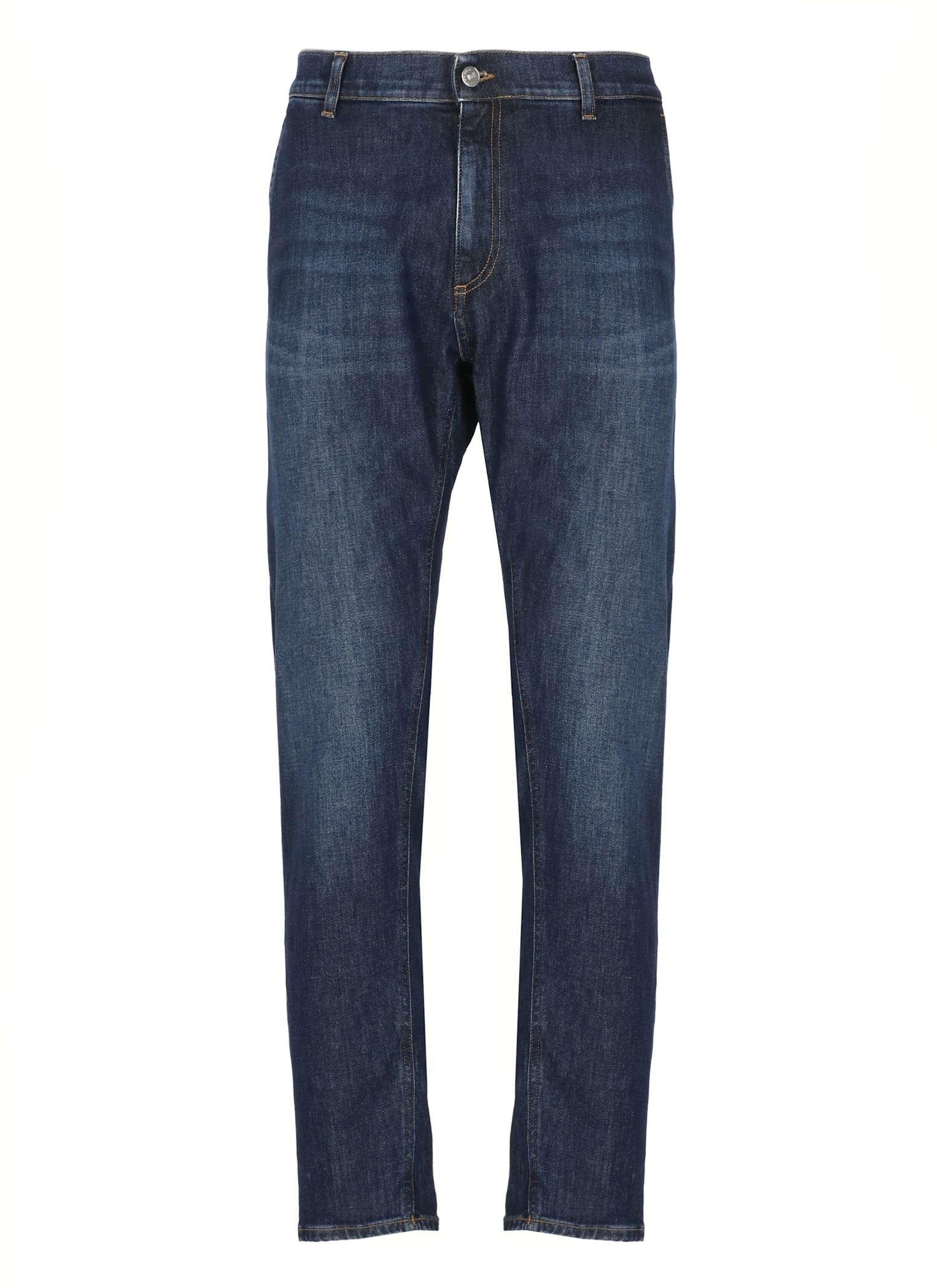 Dondup Straight Fit Cotton Trousers With Five Pockets In Blue