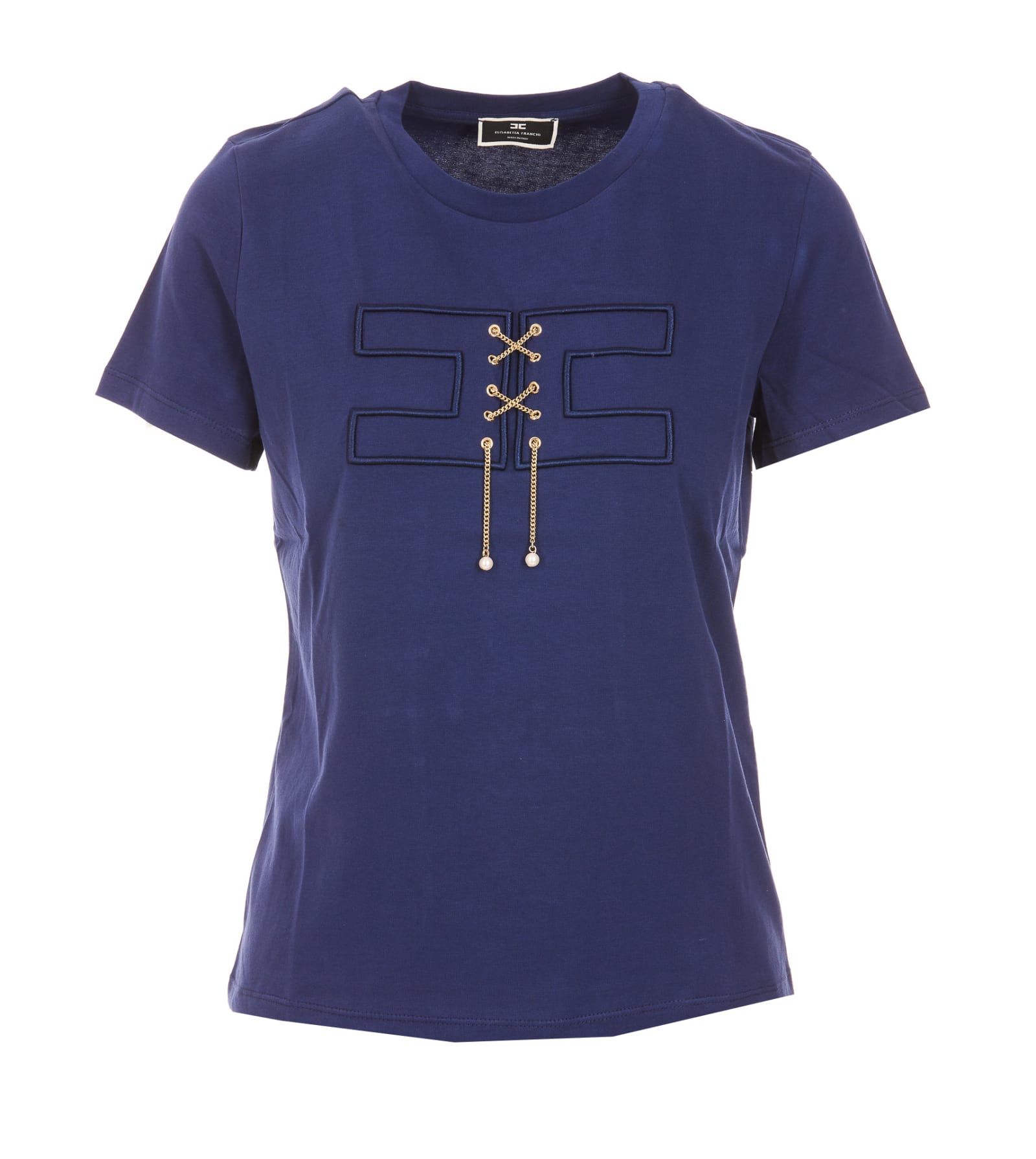 Elisabetta Franchi crossed chain logo t-shirt
