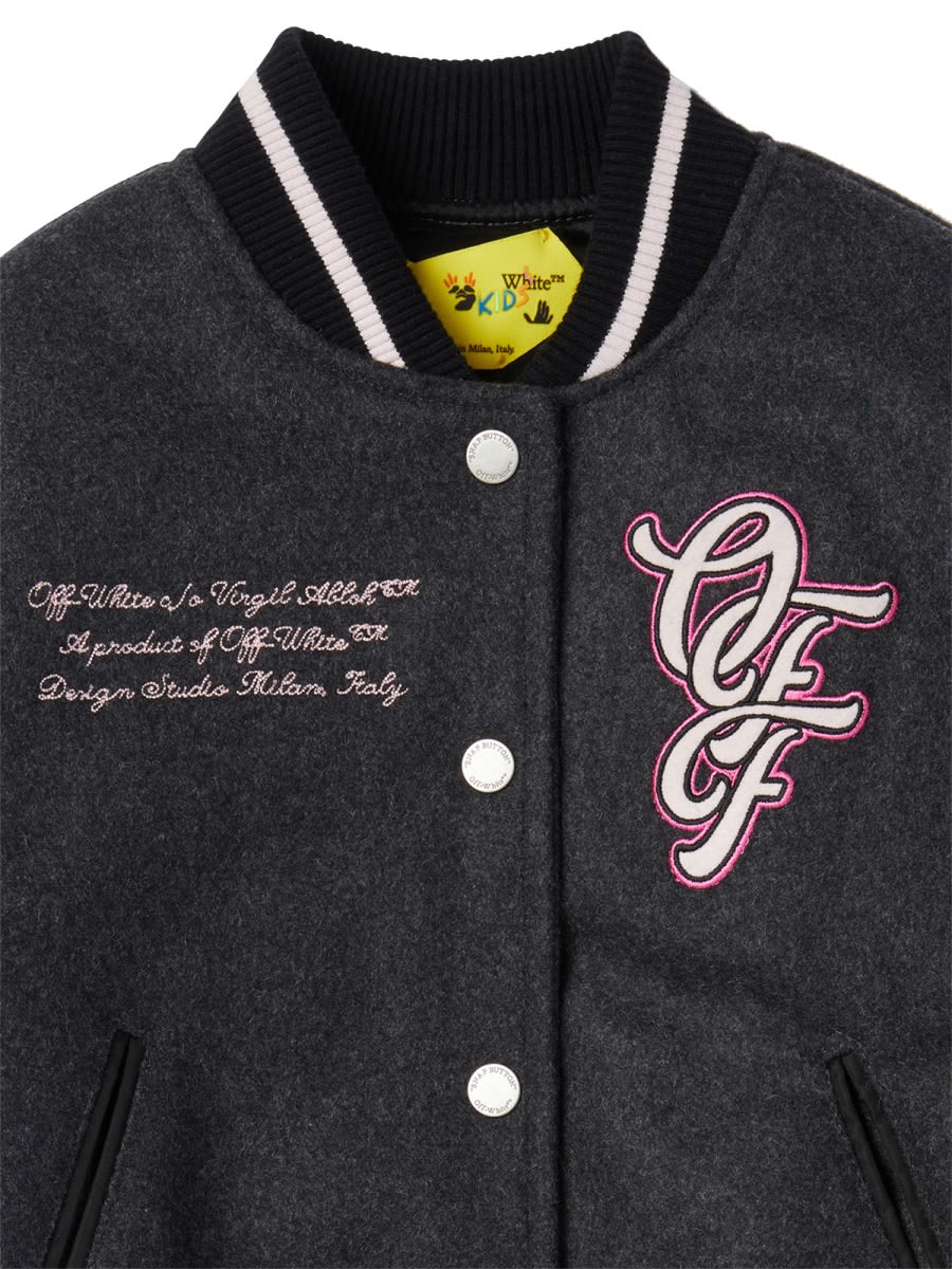 Off-white Patch Varsity Jacket In Gray