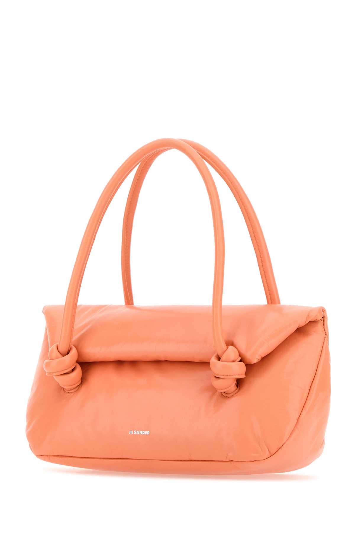 Jil Sander Peach Pink Leather Small Knot Handle Handbag In 639