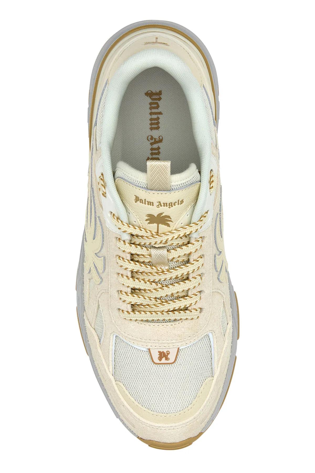 Shop Palm Angels Multicolor Leather And Fabric Pa 4 Sneakers In Beige