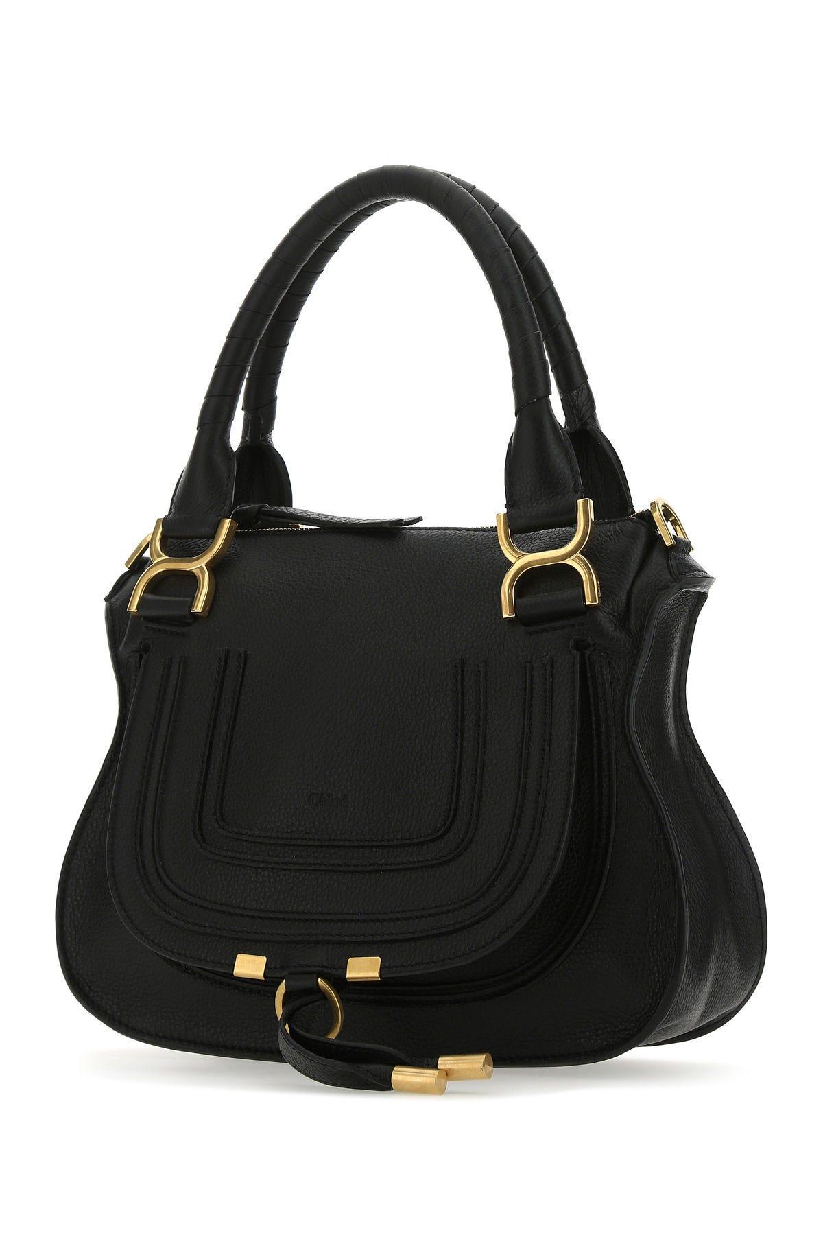 Chloé Marcie Medium Leather Handbag With Removable Shoulder Strap In Black