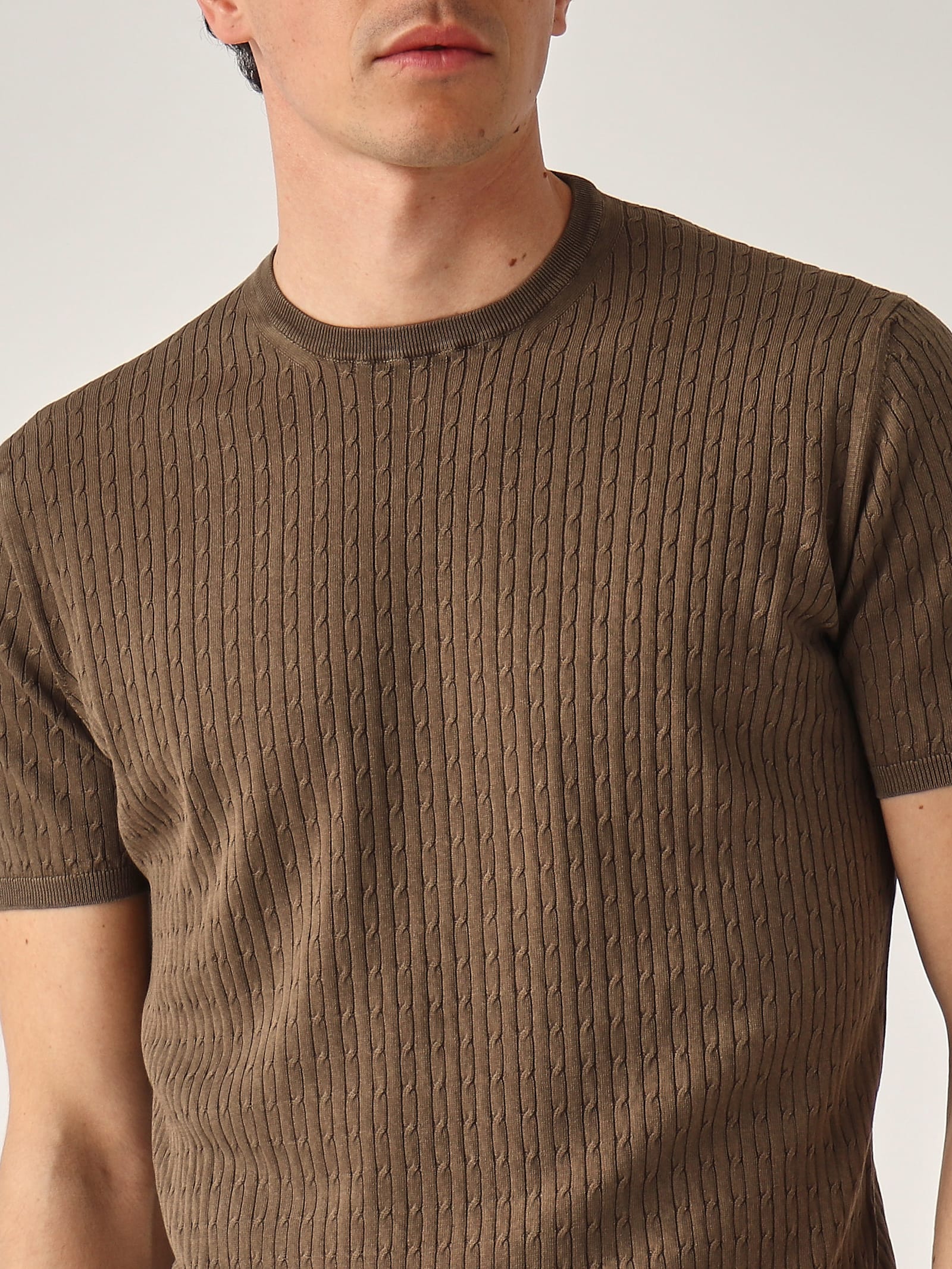 Della Ciana Girocollo M/c Trecce Sweater In Brown