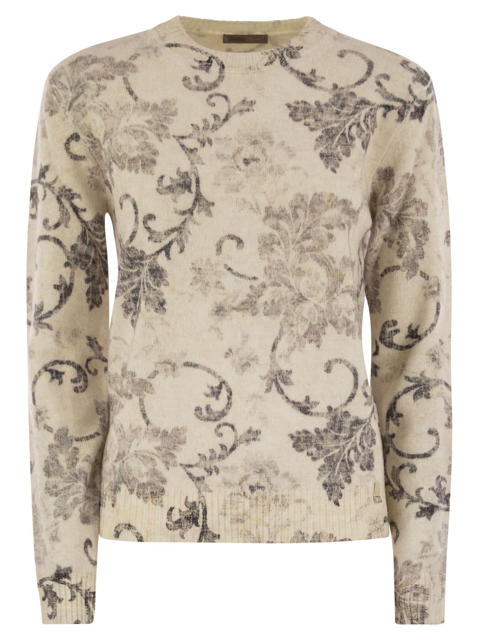 Herno Wool Jumper With Floral Pattern In Multi