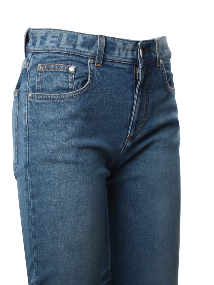 Shop Stella Mccartney Flared Jeans In Cotton In Medium Blue