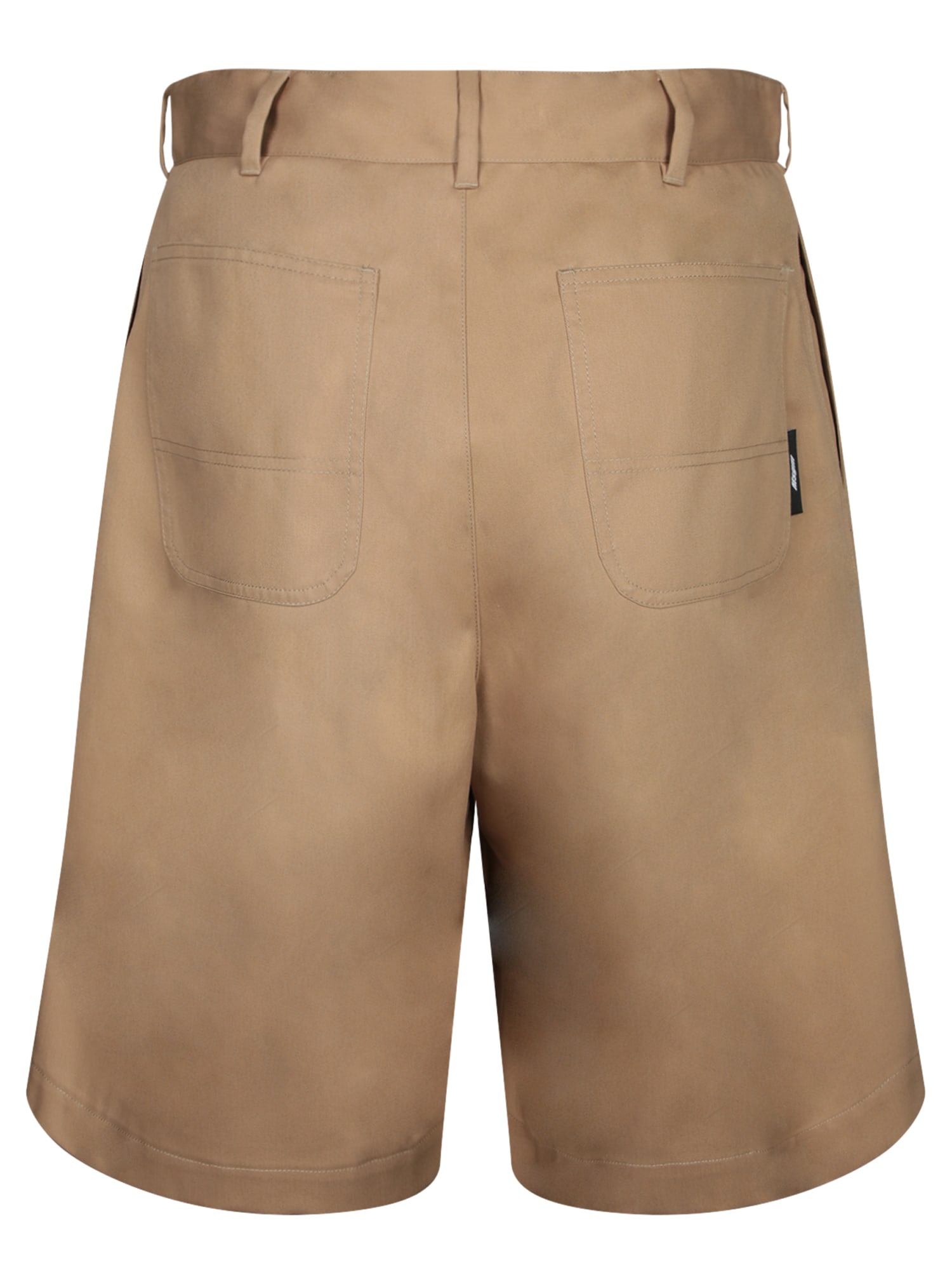 Msgm Relaxed Fit Bermuda Shorts With Zippered Pockets In Beige