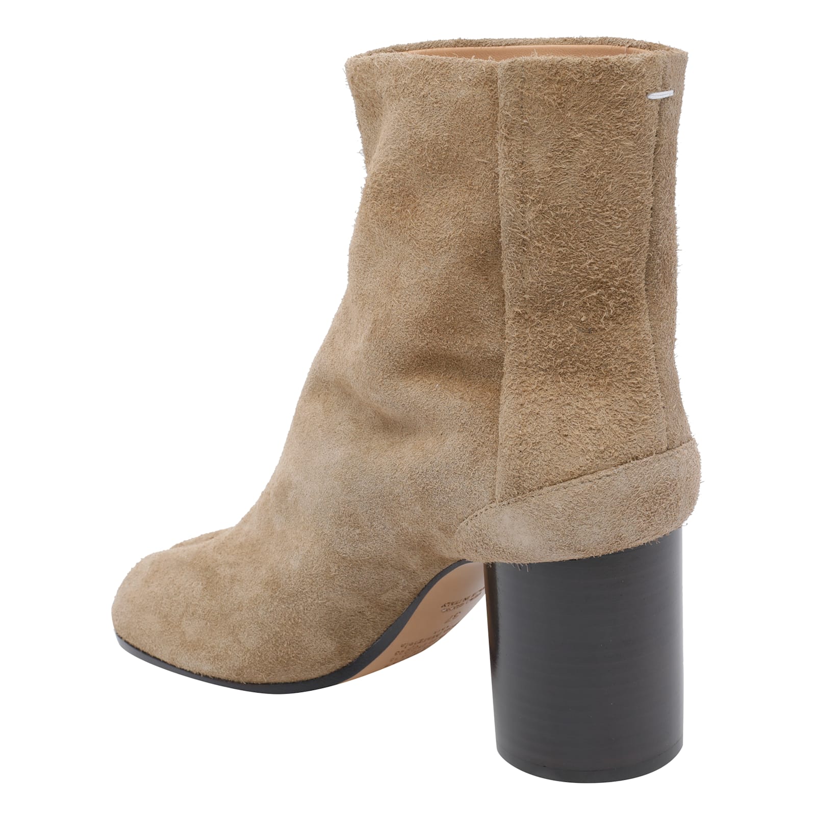 Maison Margiela Beige Suede Tabi Ankle Boots With Cylindrical Heel In Brown
