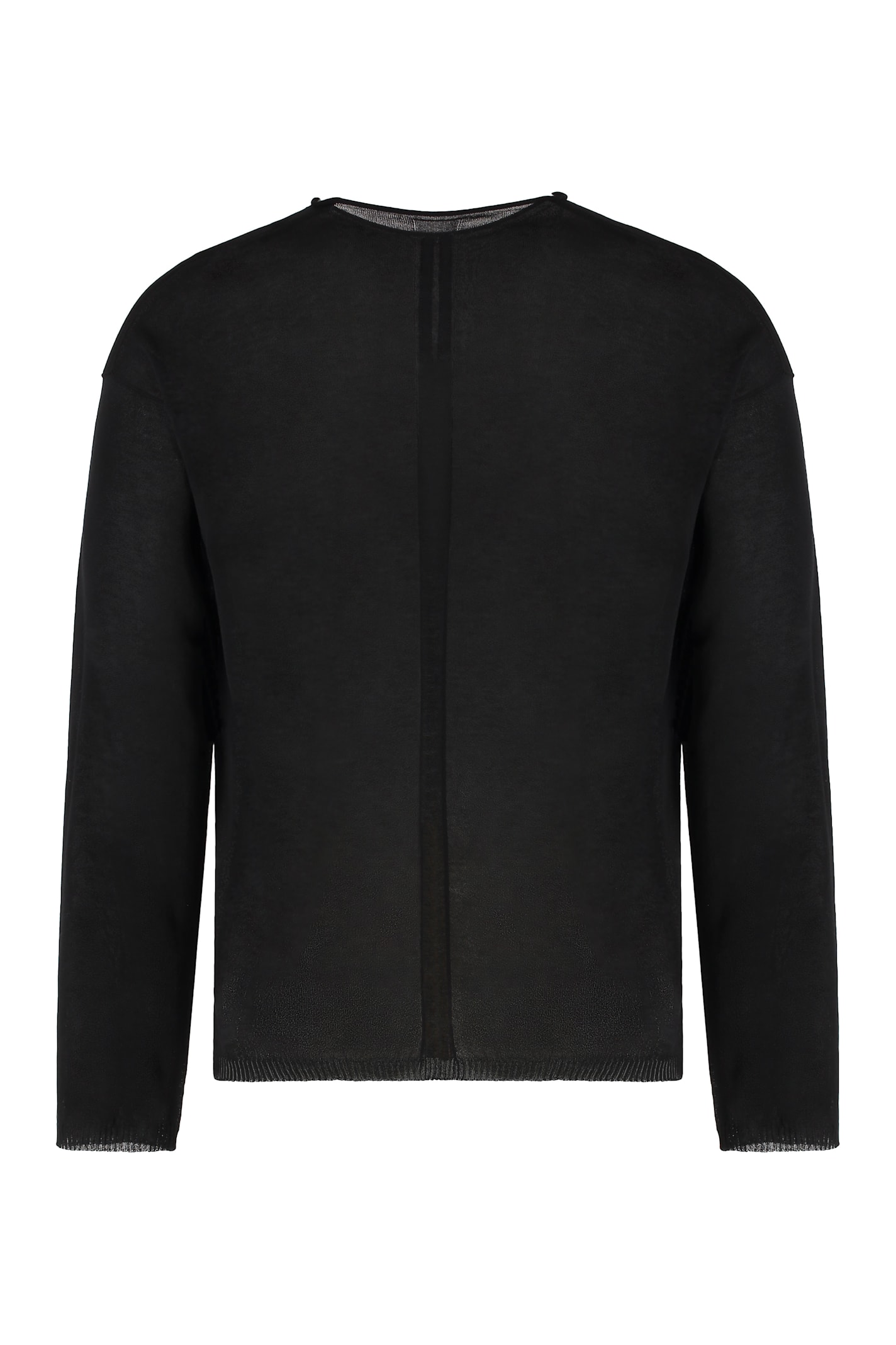 Rick Owens Ribbed Crew-neck Cotton Sweater With Long Sleeves In Black