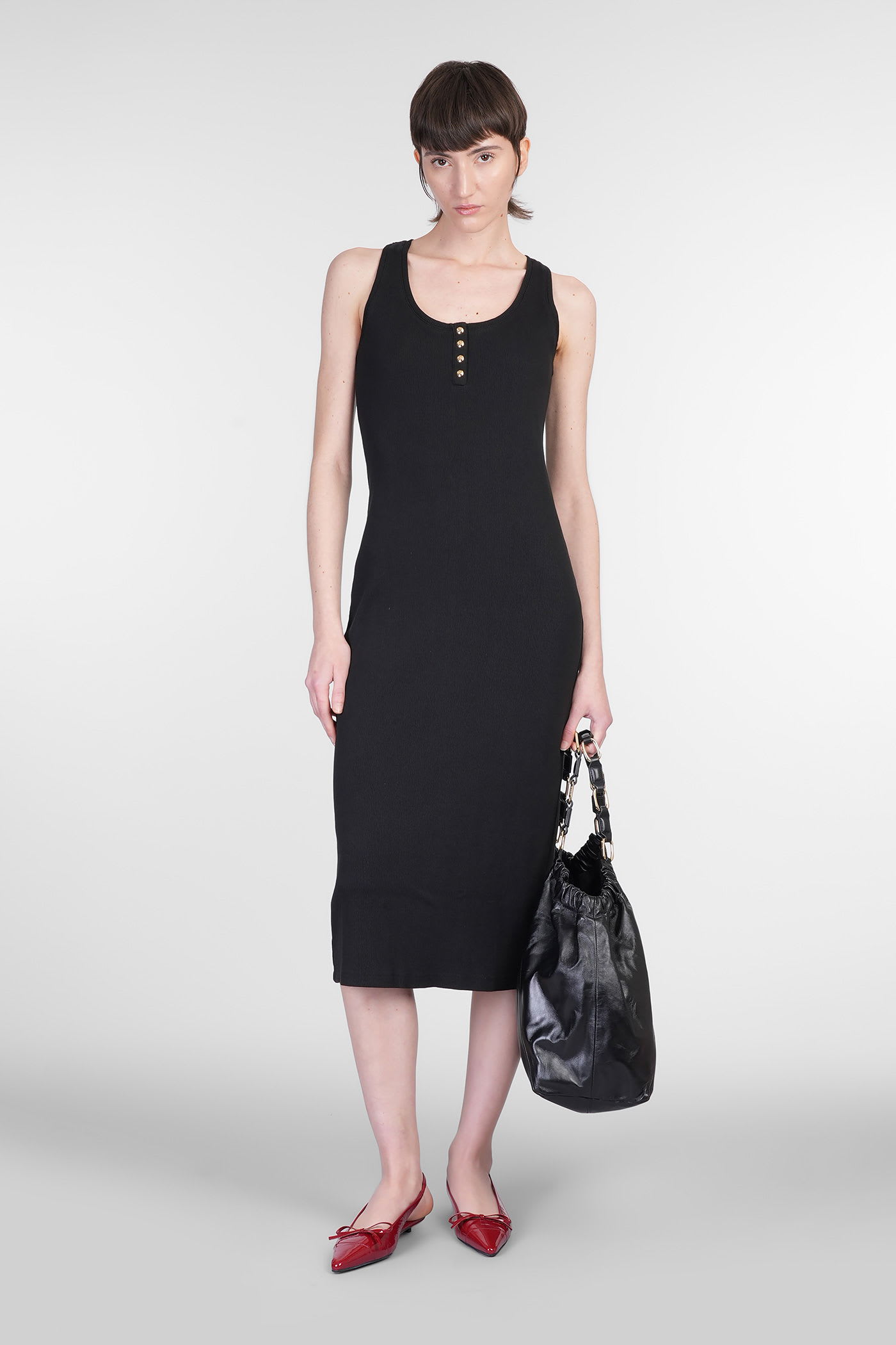 Anine Bing Alessia Cotton-blend Jersey Midi Dress In Black