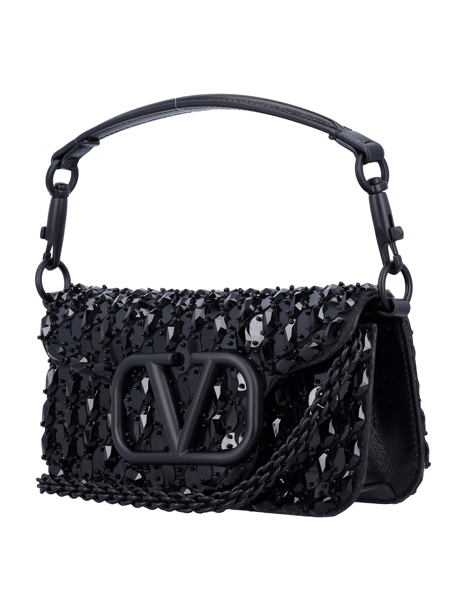 Shop Valentino Locò Small Shoulder Bag In Jet Black