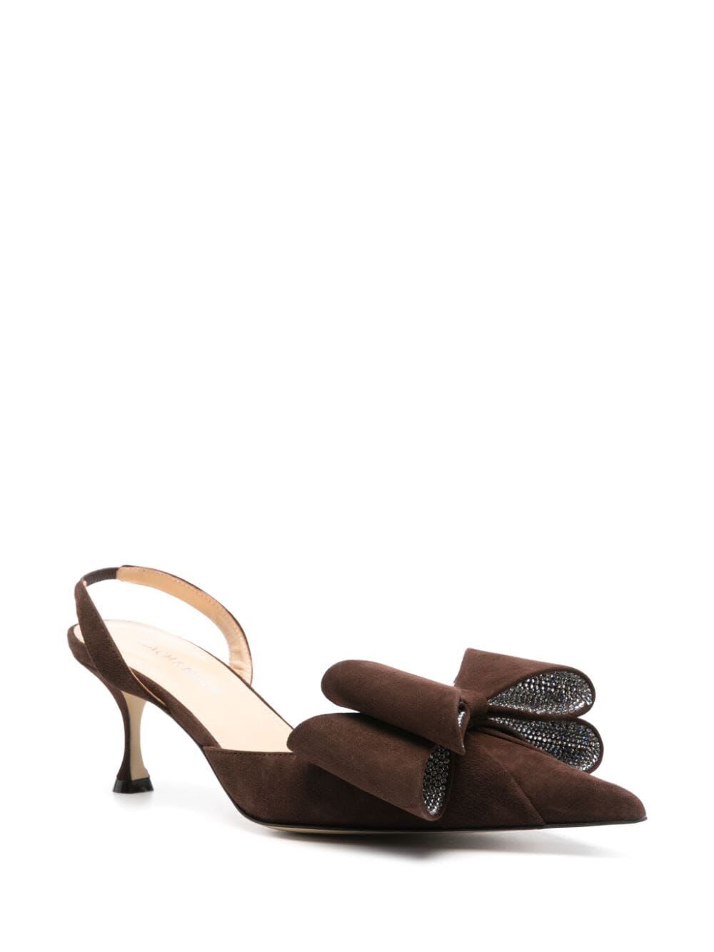 Shop Mach &amp; Mach Le Cadeau Kitten Heel Slingback In Dark Brown