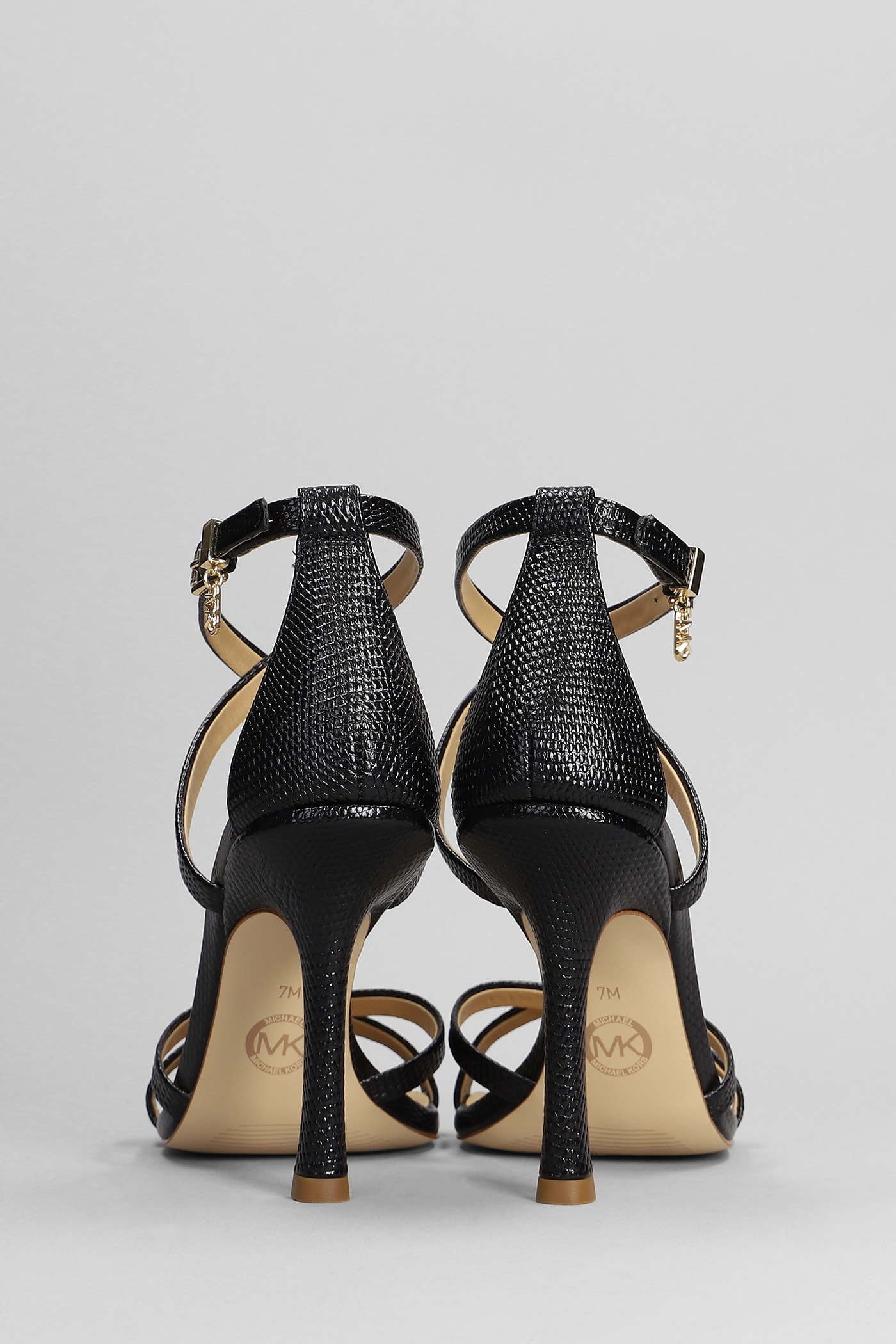 Shop Michael Kors Celia Sandals In Black Leather