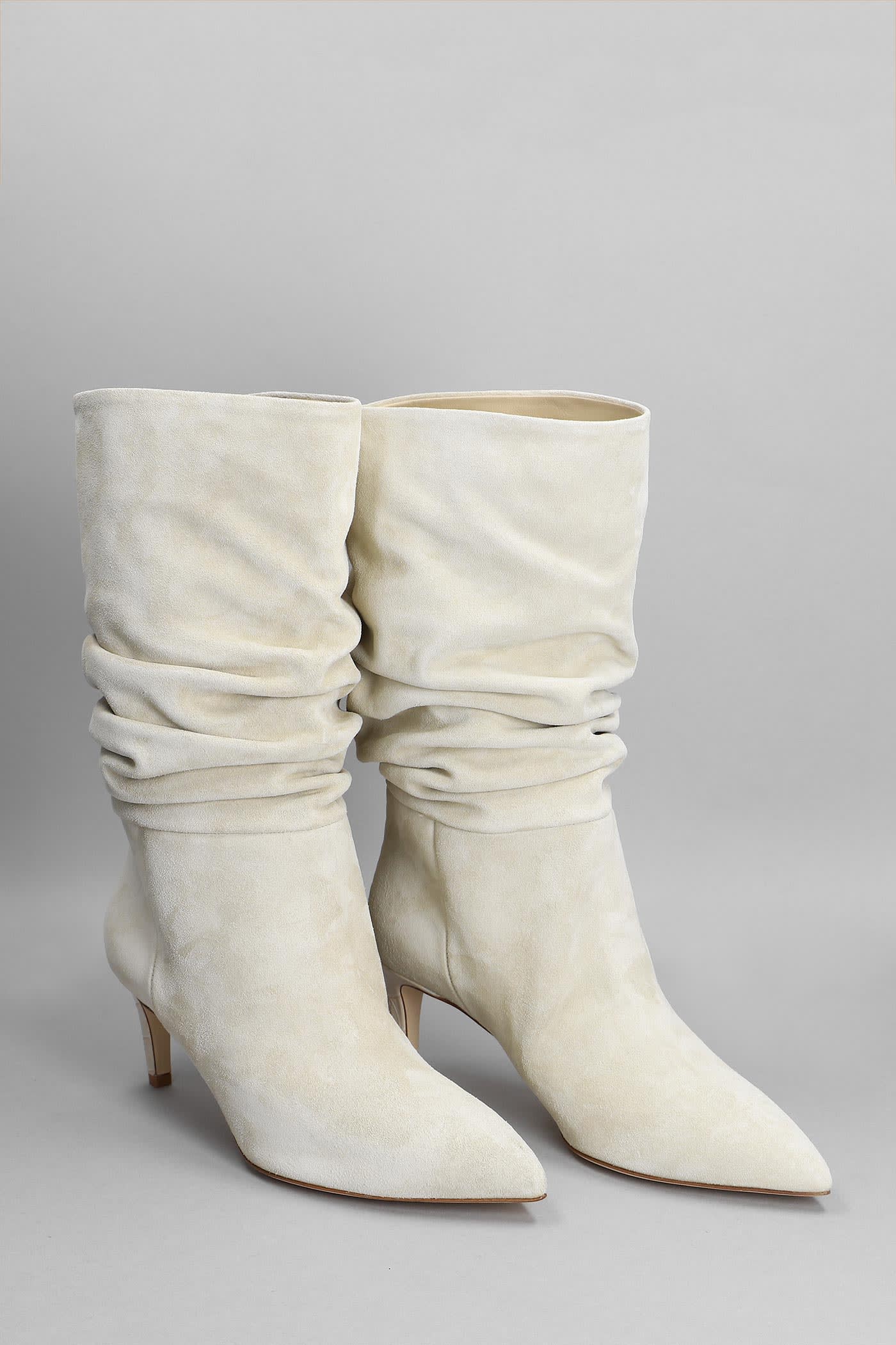 PARIS TEXAS HIGH HEELS ANKLE BOOTS IN BEIGE SUEDE