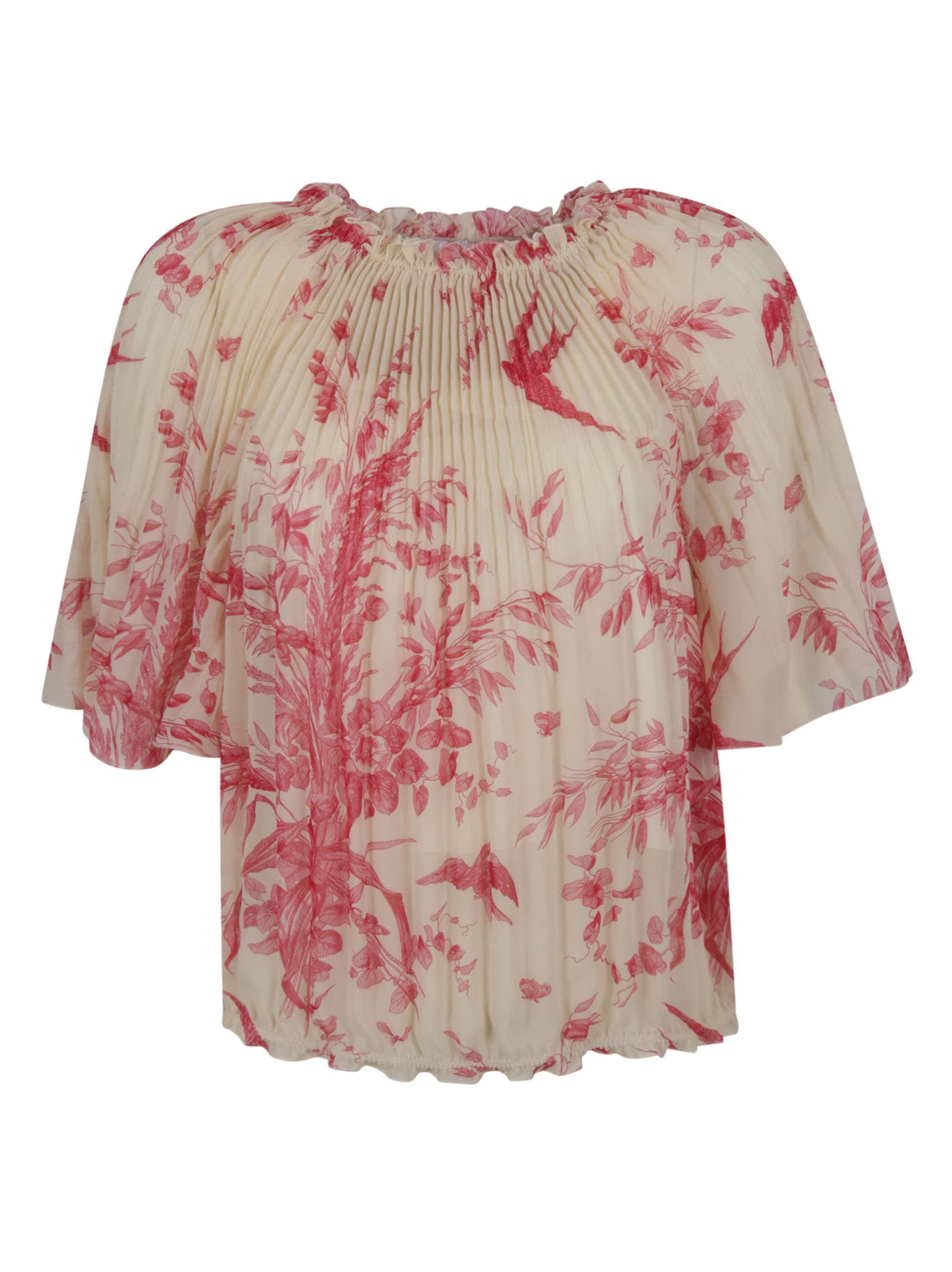 RED Valentino Floral Print Pleated Top