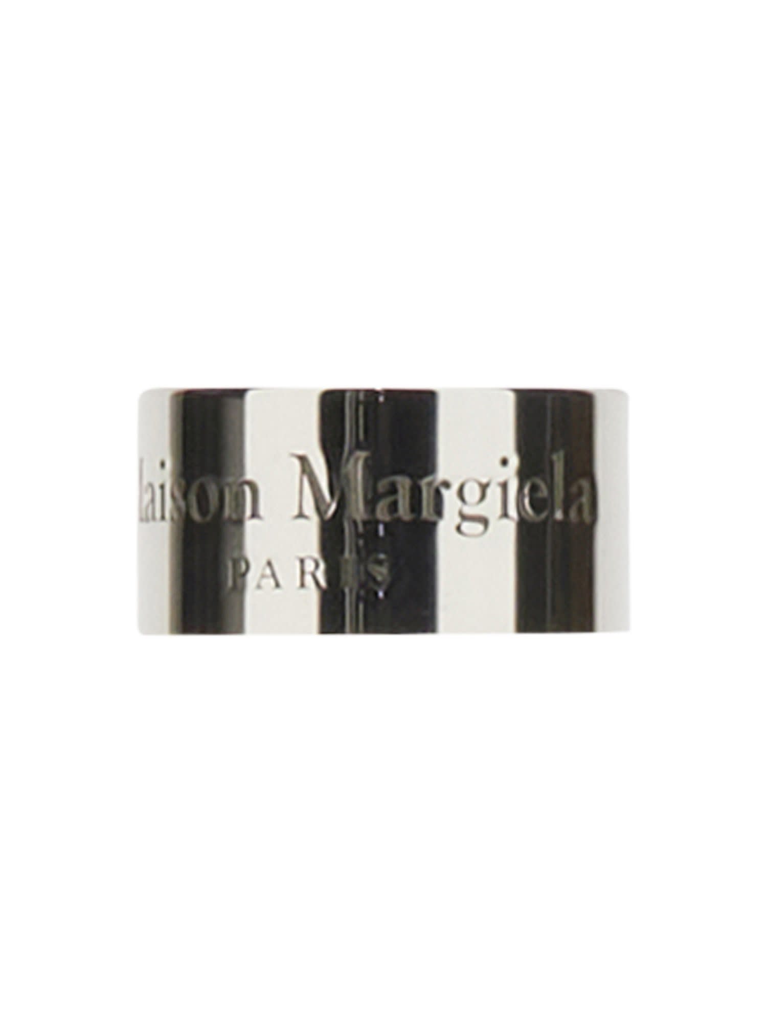 Maison Margiela Logo Ring In Argento