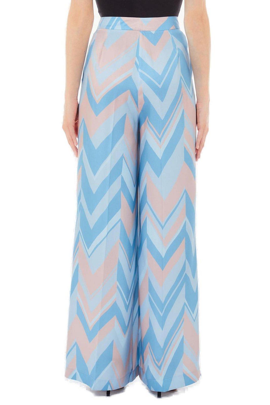 Liu •jo Liu Jo Soft Light Blue And Pink Printed Trousers