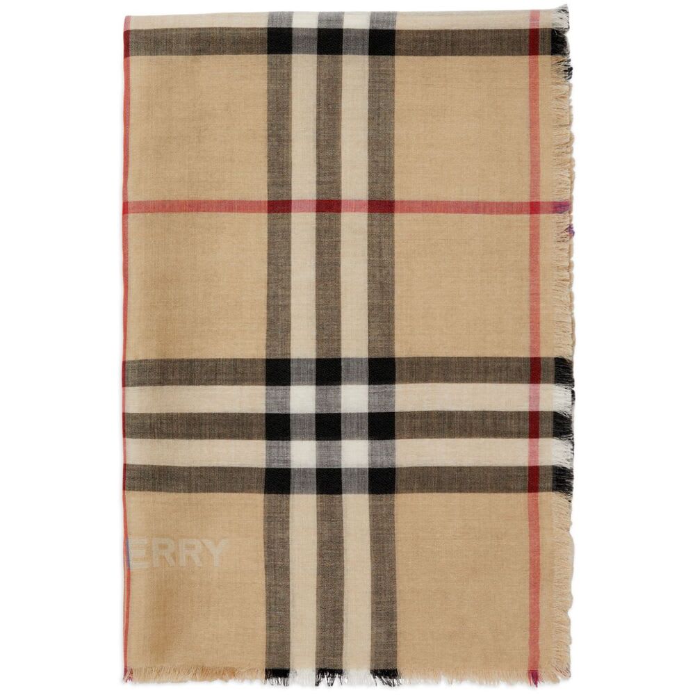 Shop Burberry Scarf In Neutrals/black