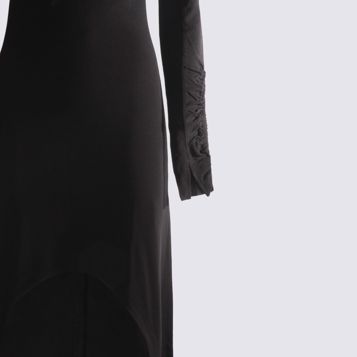 Thom Krom Slim Fit Viscose Blend Stretch Crepe Crew Neck Maxi Dress 219.00 In Black
