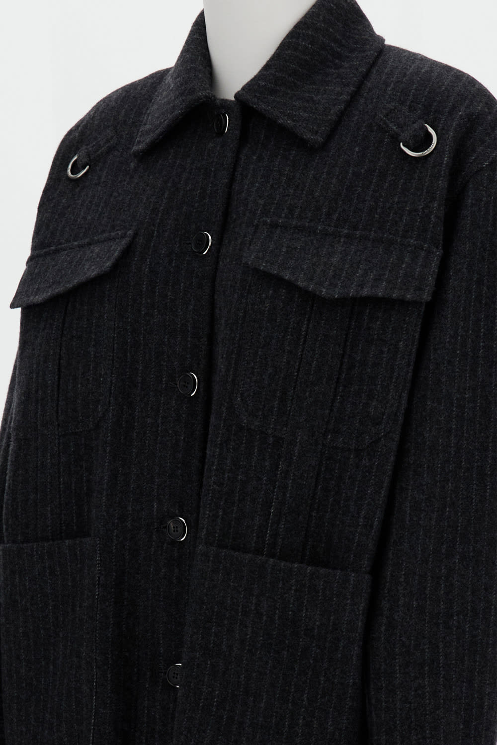 Durazzi Milano Pinstripe Overshirt Coats Grey In Black