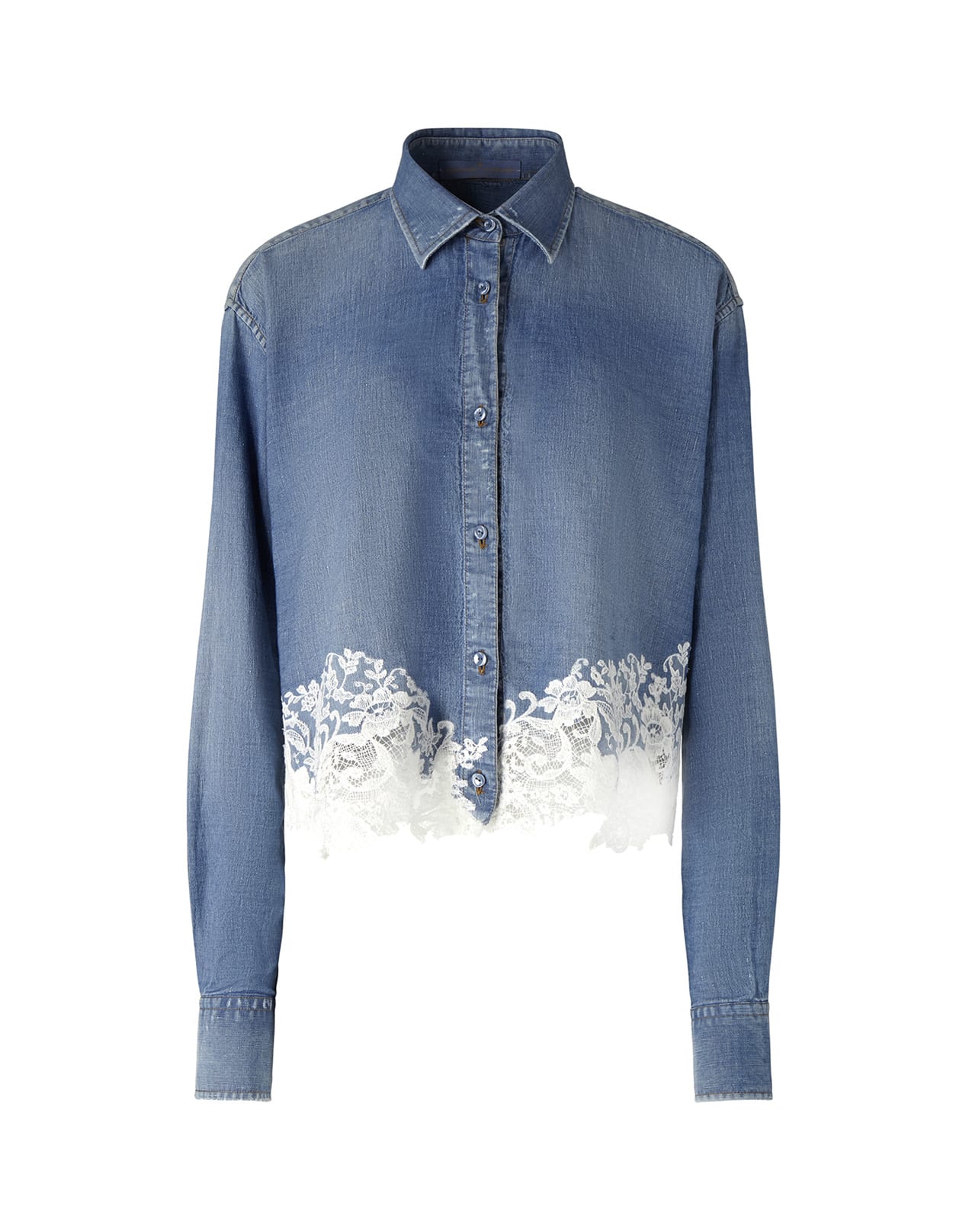 ERMANNO SCERVINO JEANS SHIRT WITH WHITE LACE