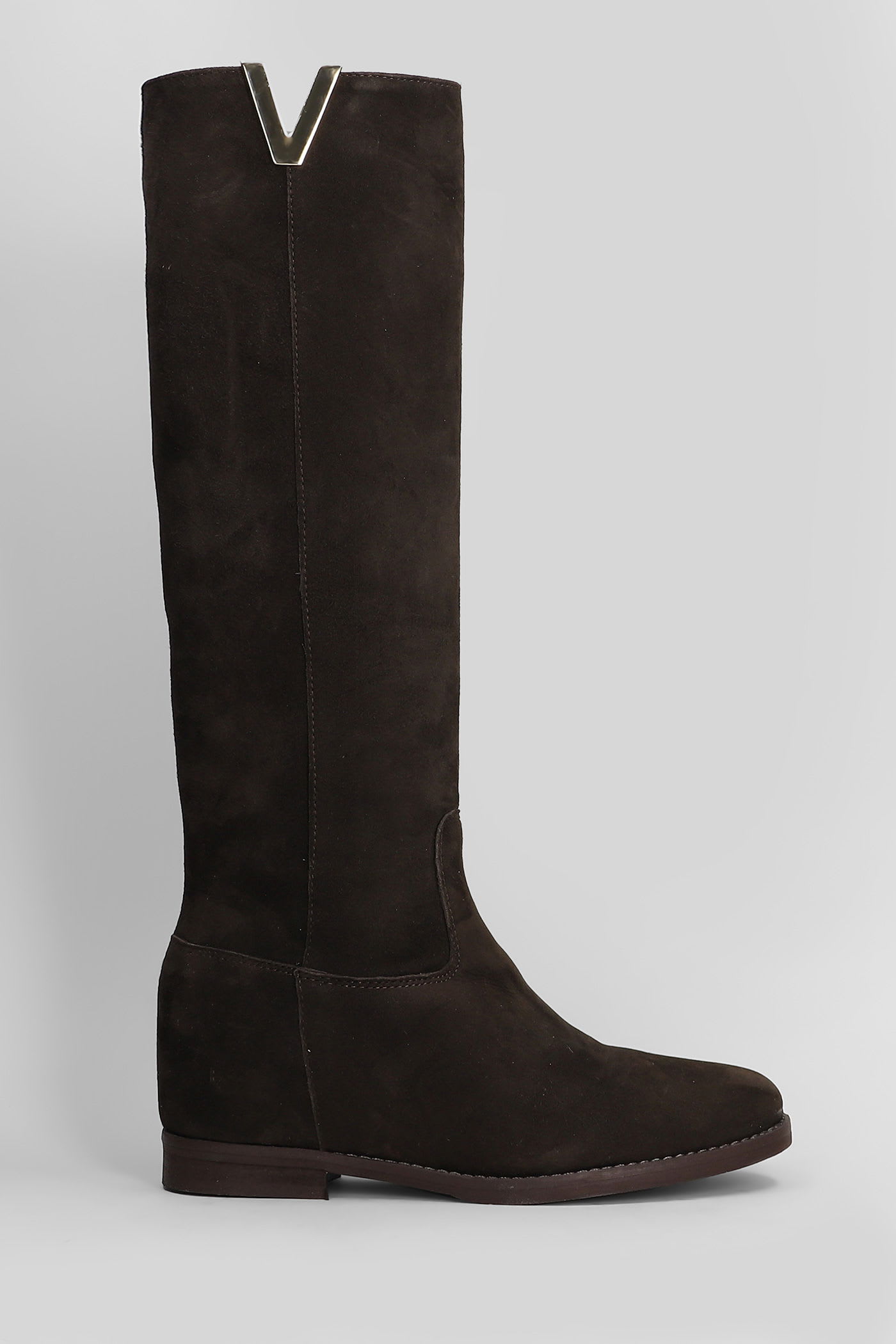 Julie Dee In Dark Brown Suede In Brown