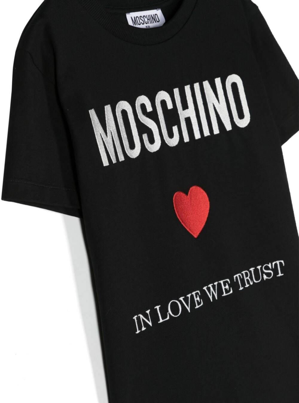 Moschino Logo-embroidered Cotton T-shirt In Black