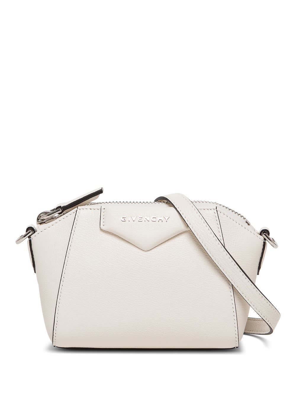 Givenchy Antigona Nano Crossbody Bag In White Leather