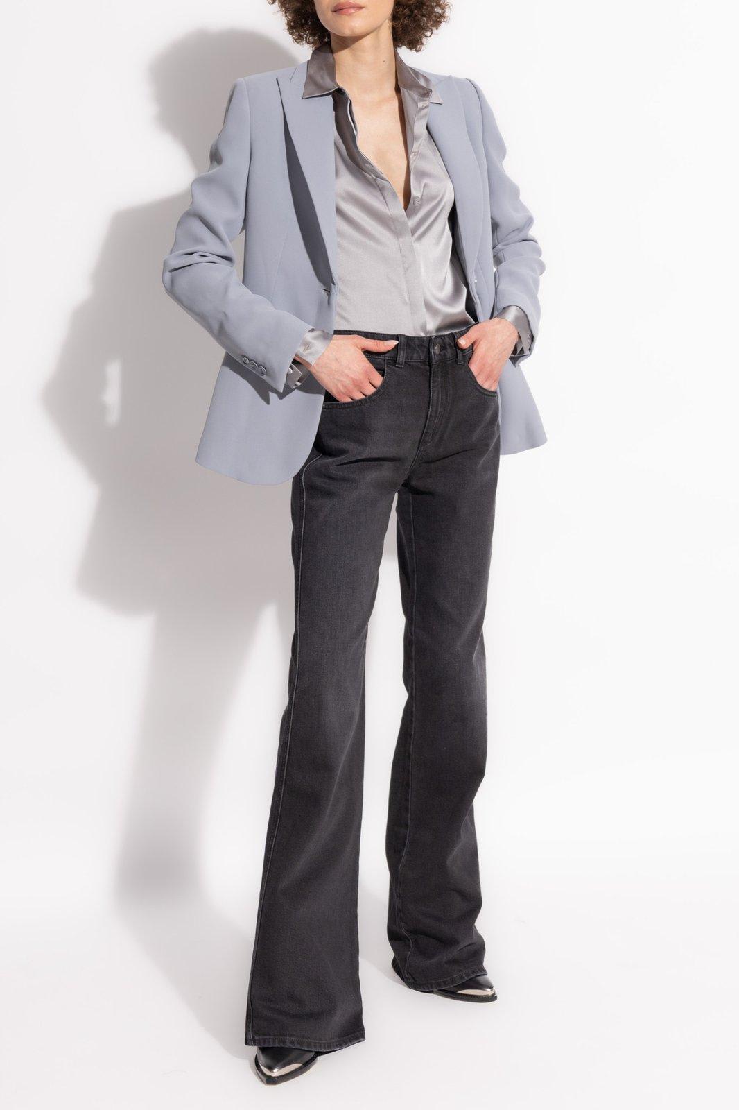 Shop Emporio Armani Blazer With Closed Lapels In Moon Grey