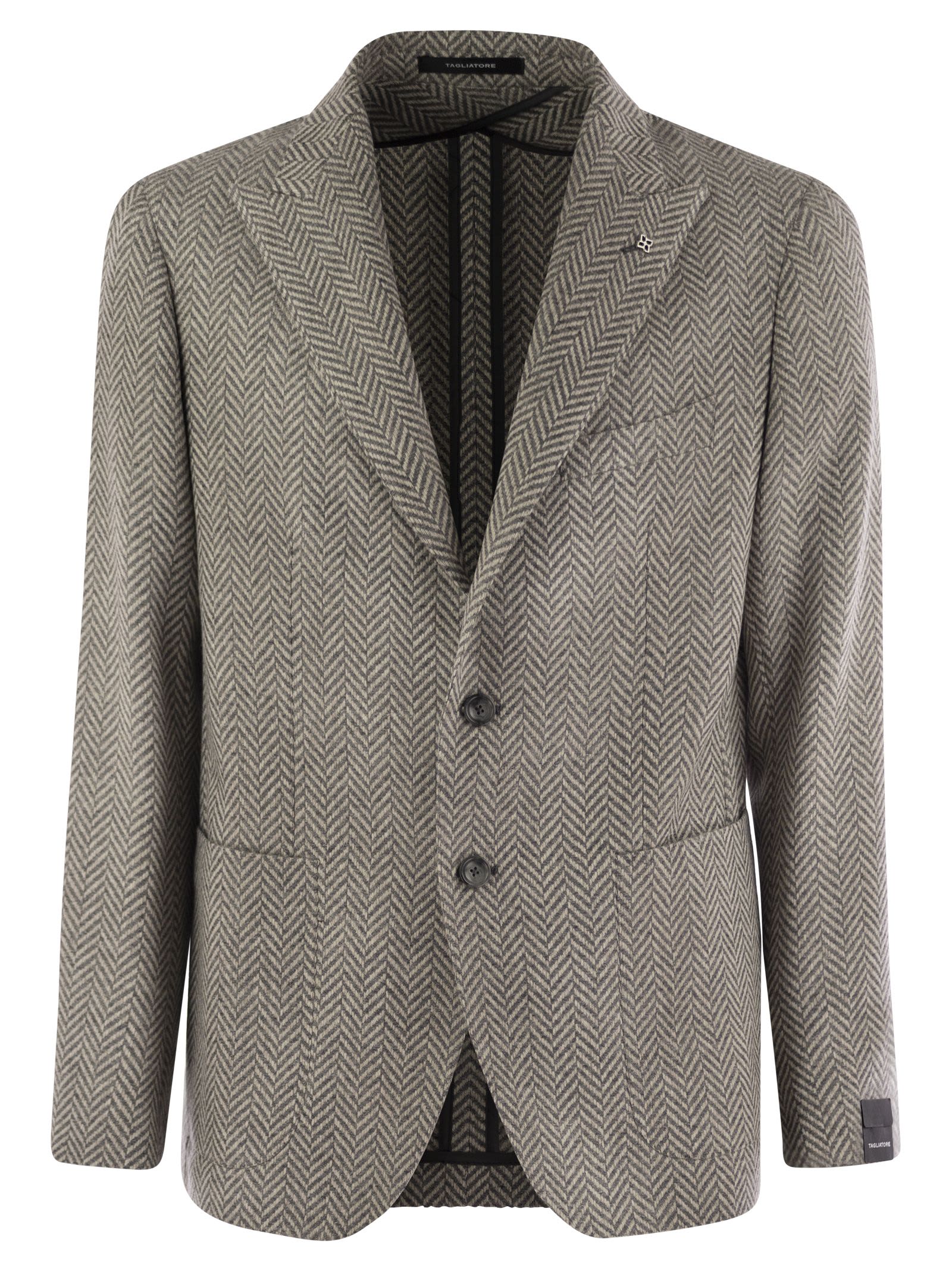 Shop Tagliatore Wool And Cashmere Jacket In Grey