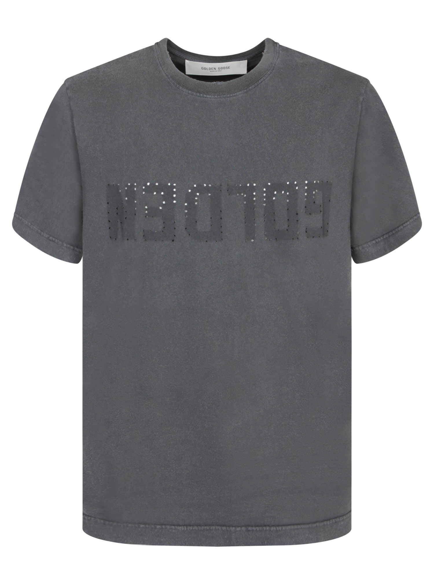 Golden Goose Distressed Cotton Grey T-shirt In Gray