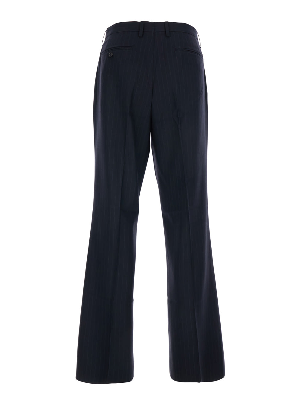 Tonywack Blue Pants With Flared Leg And Pinstripe Motif In Wool Blend Man In Blue