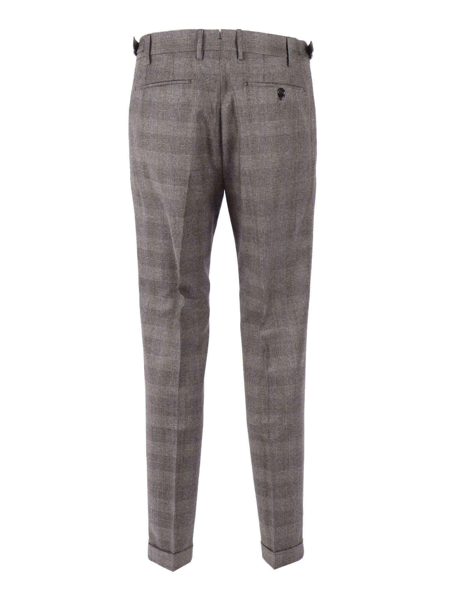 Berwich Tailored Grey Trousers With Checkered Pattern In Gray