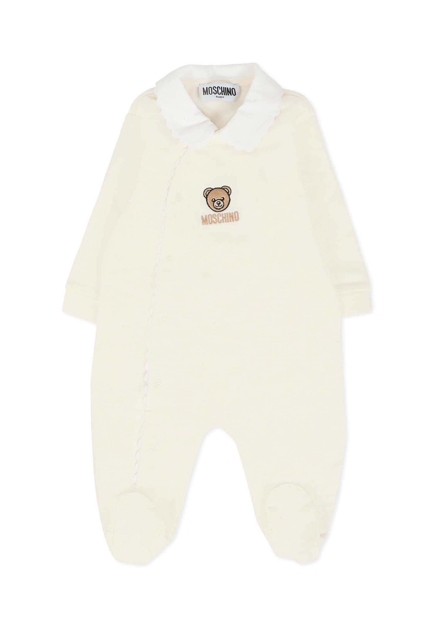 Moschino Ivory Babygrow Set For Babykids With Teddy Bear In White
