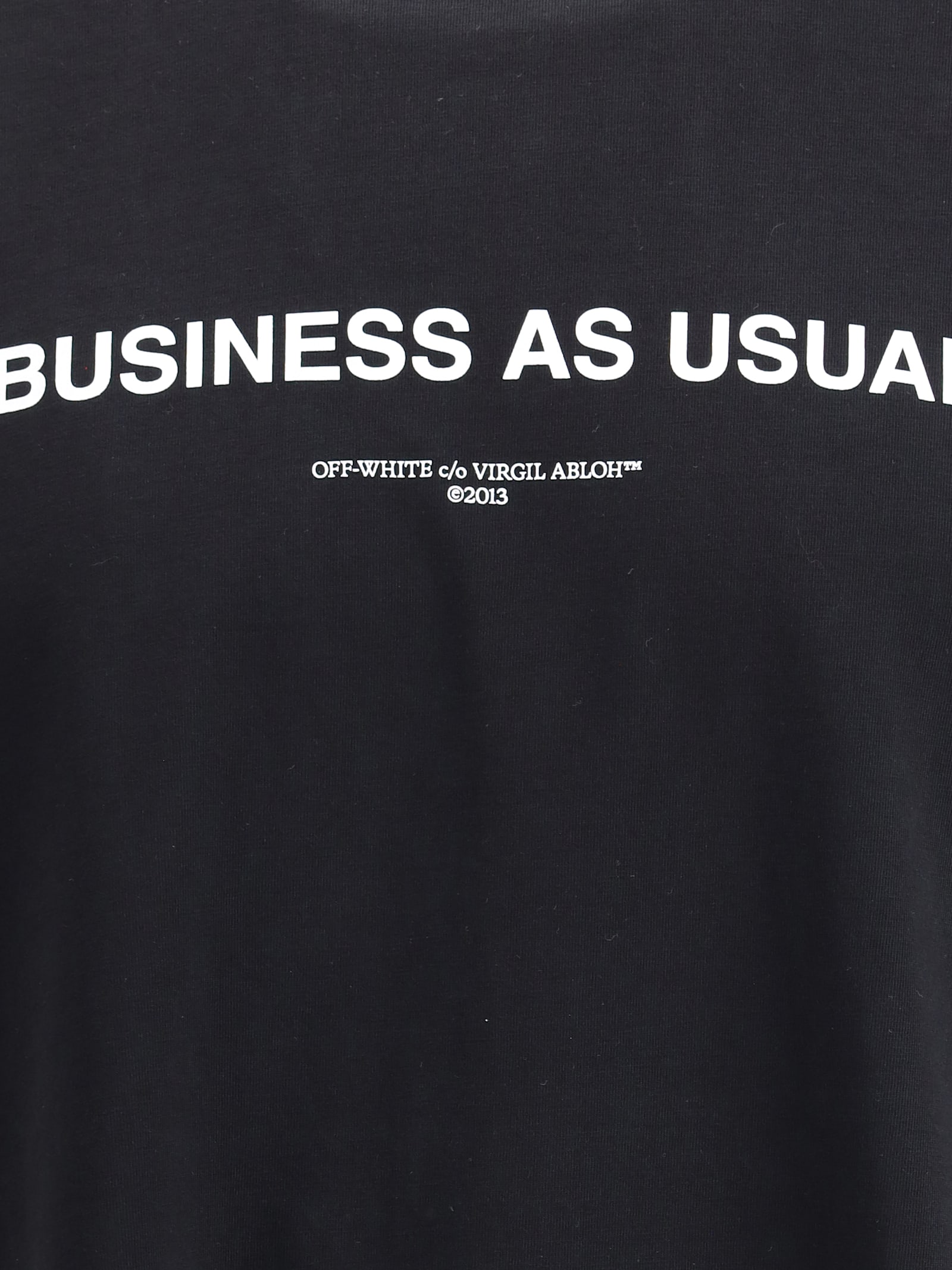 Off-white Black Crewneck T-shirt With Logo Lettering On The Front In Cotton Man In Blue