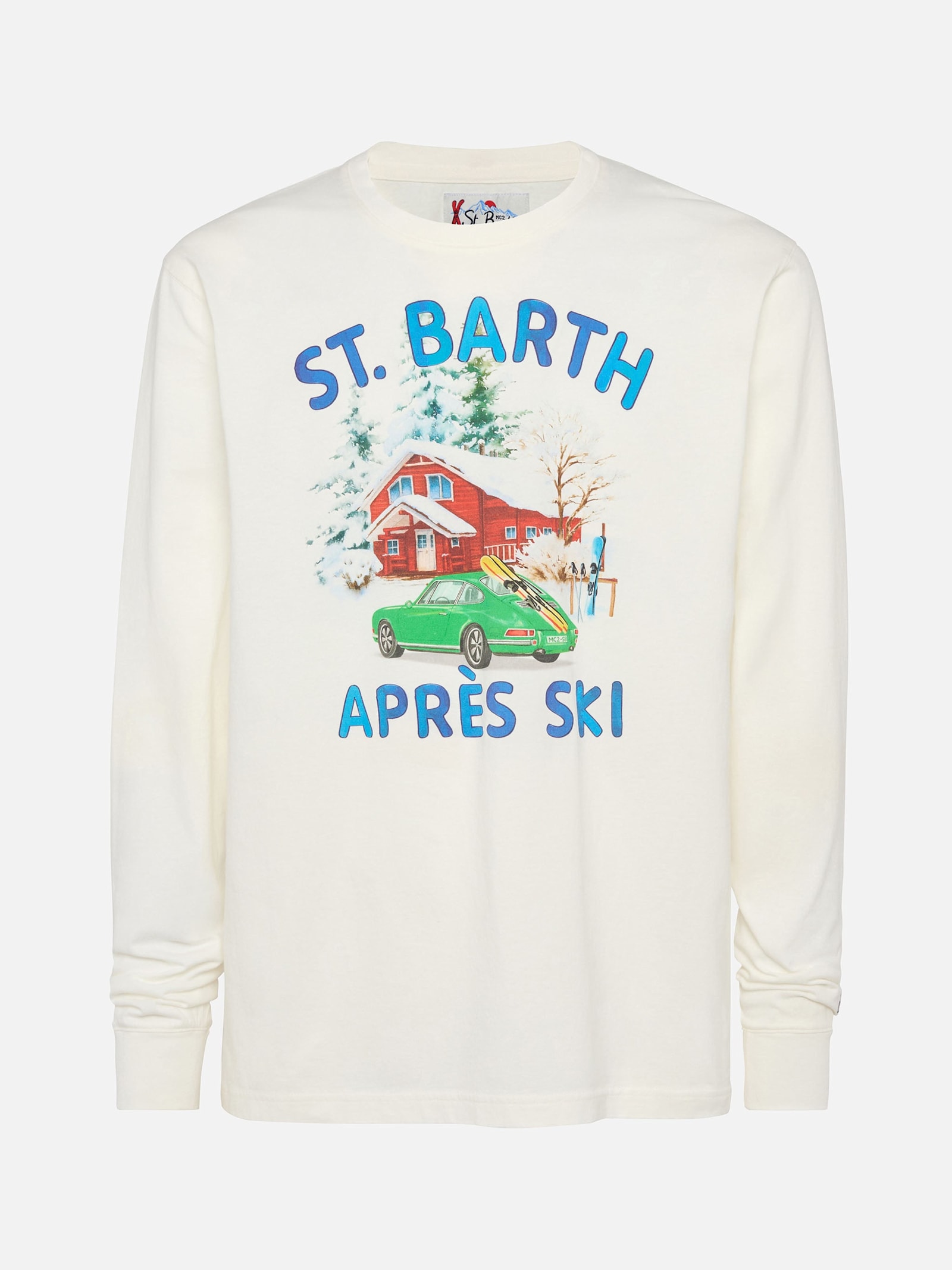 MC2 SAINT BARTH WINTER COTTON T-SHIRT LUTON WITH CAR AND CHALET PRINT