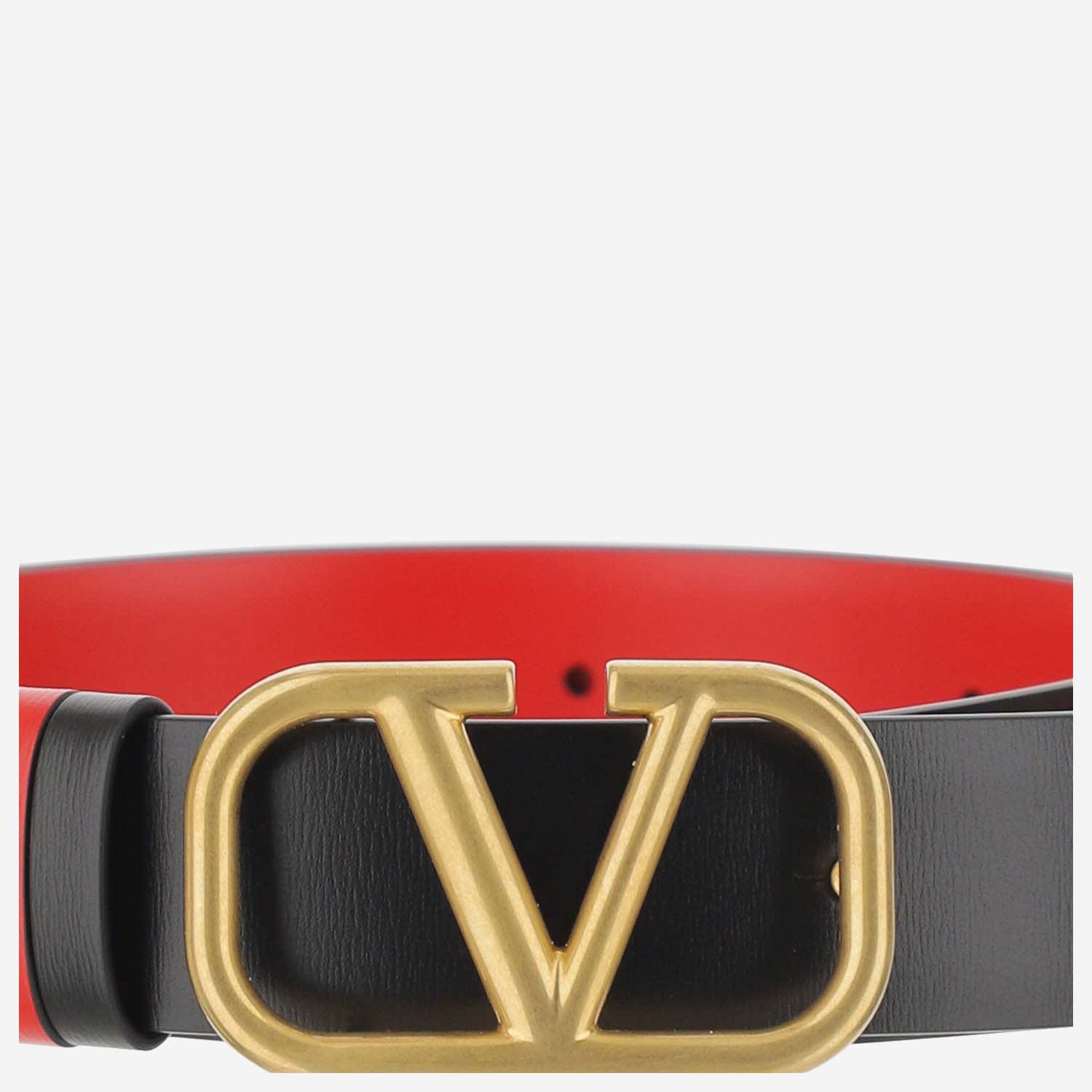 Shop Valentino Signature Vlogo Reversible Belt In Black