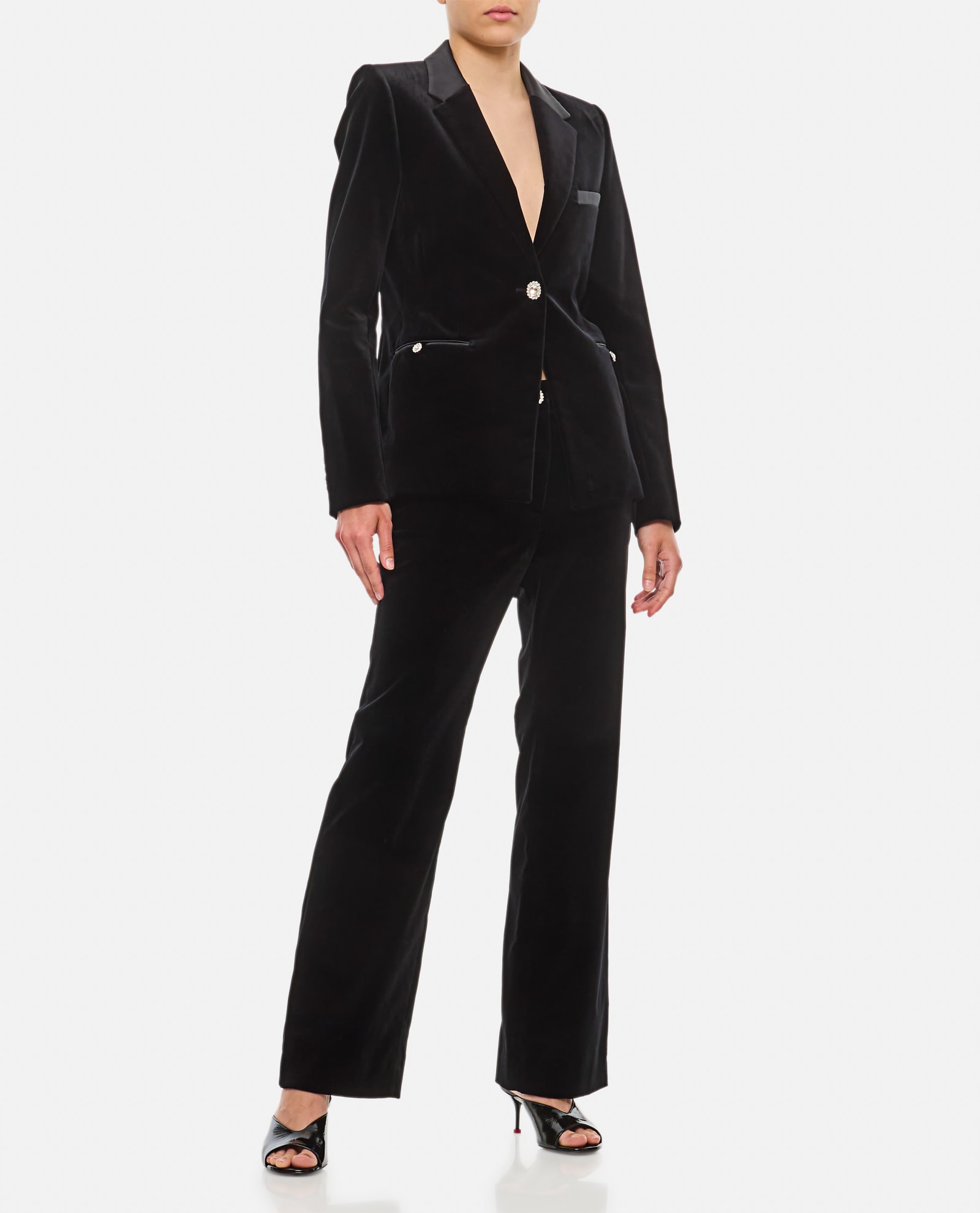 Rabanne Straight Velvet Pants In Black