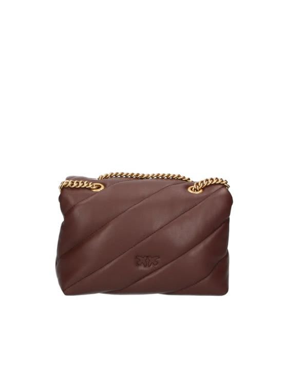 Shop Pinko Love Puff Quilted Mini Shoulder Bag In Marrone