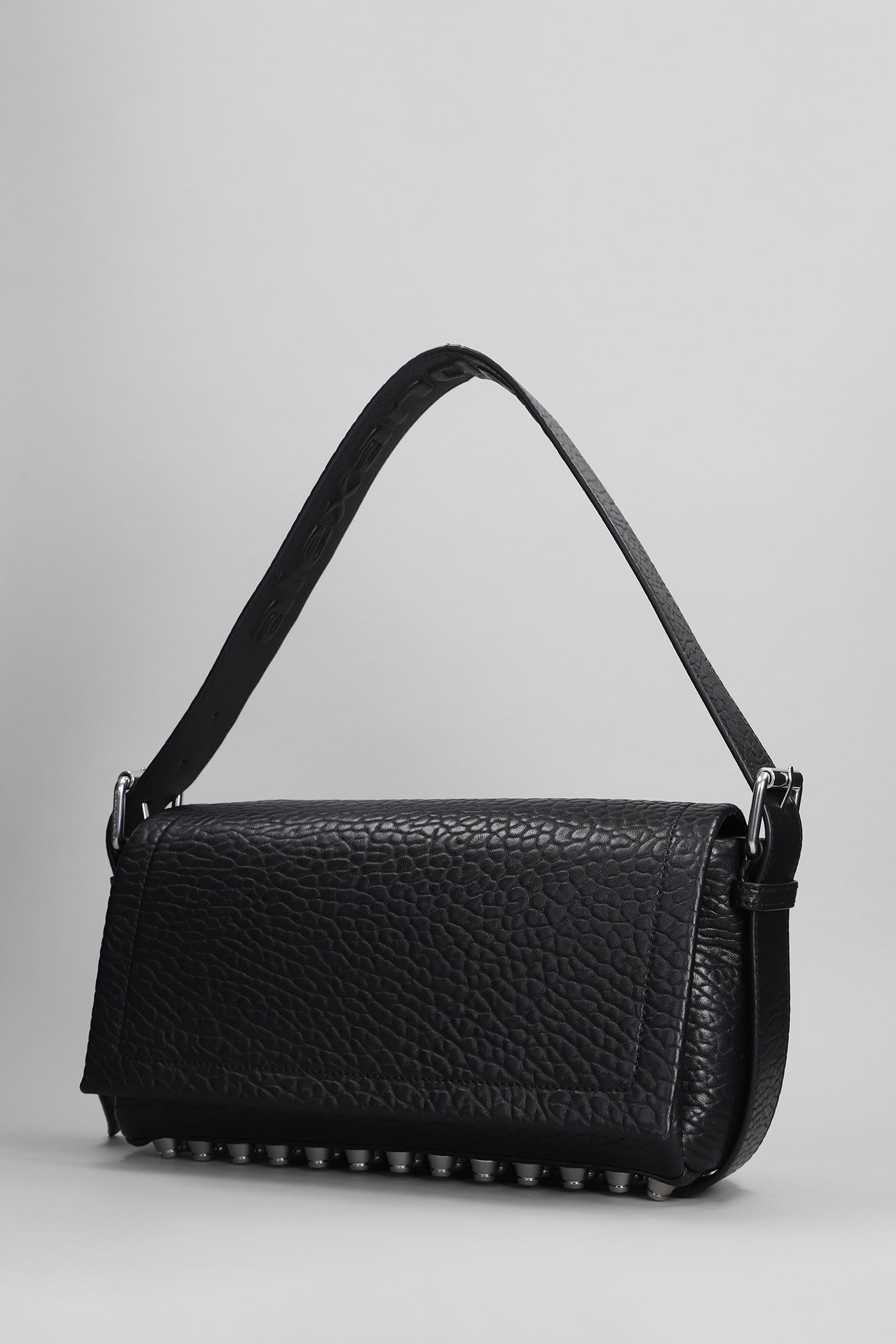 Shop Alexander Wang Medium Flap Shoulder Bag In Black Leather