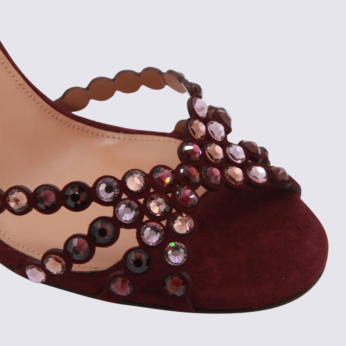 Aquazzura Dark Red Leather Tequila 85 Sandal In Brown