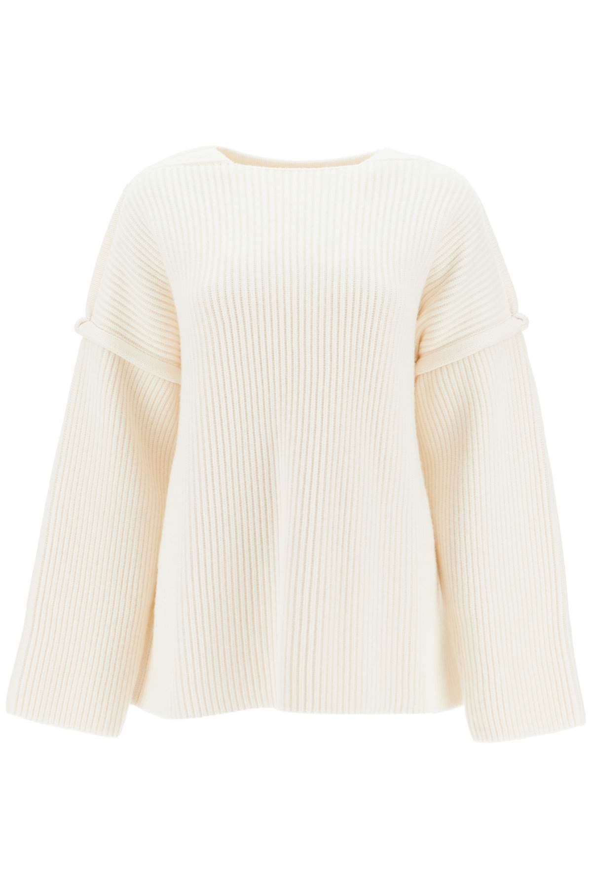 Shop Jil Sander Oversized Ribbed Knit Pul In Chalk (white)