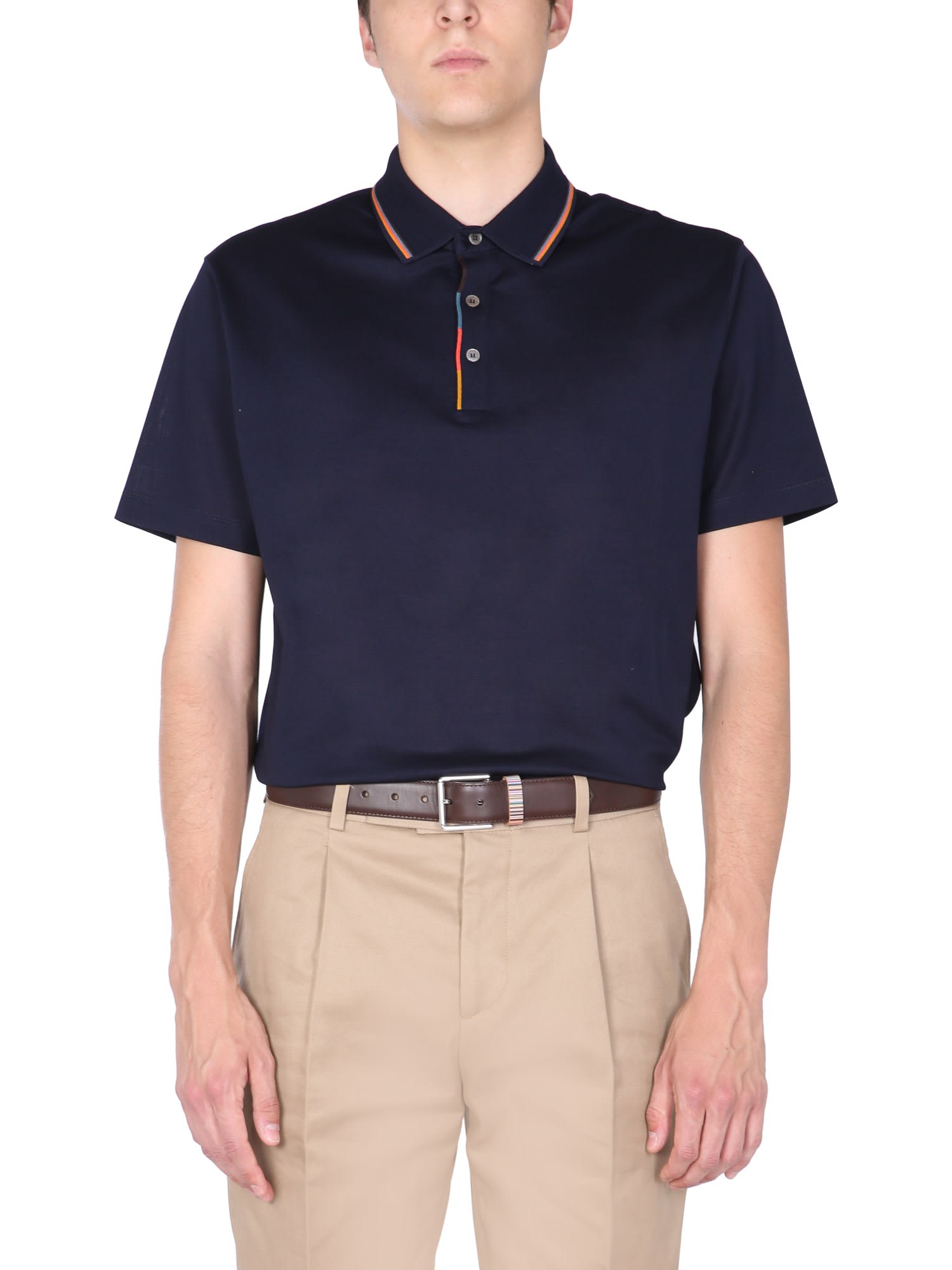 Paul Smith Polo Shirt With Stripes Detail