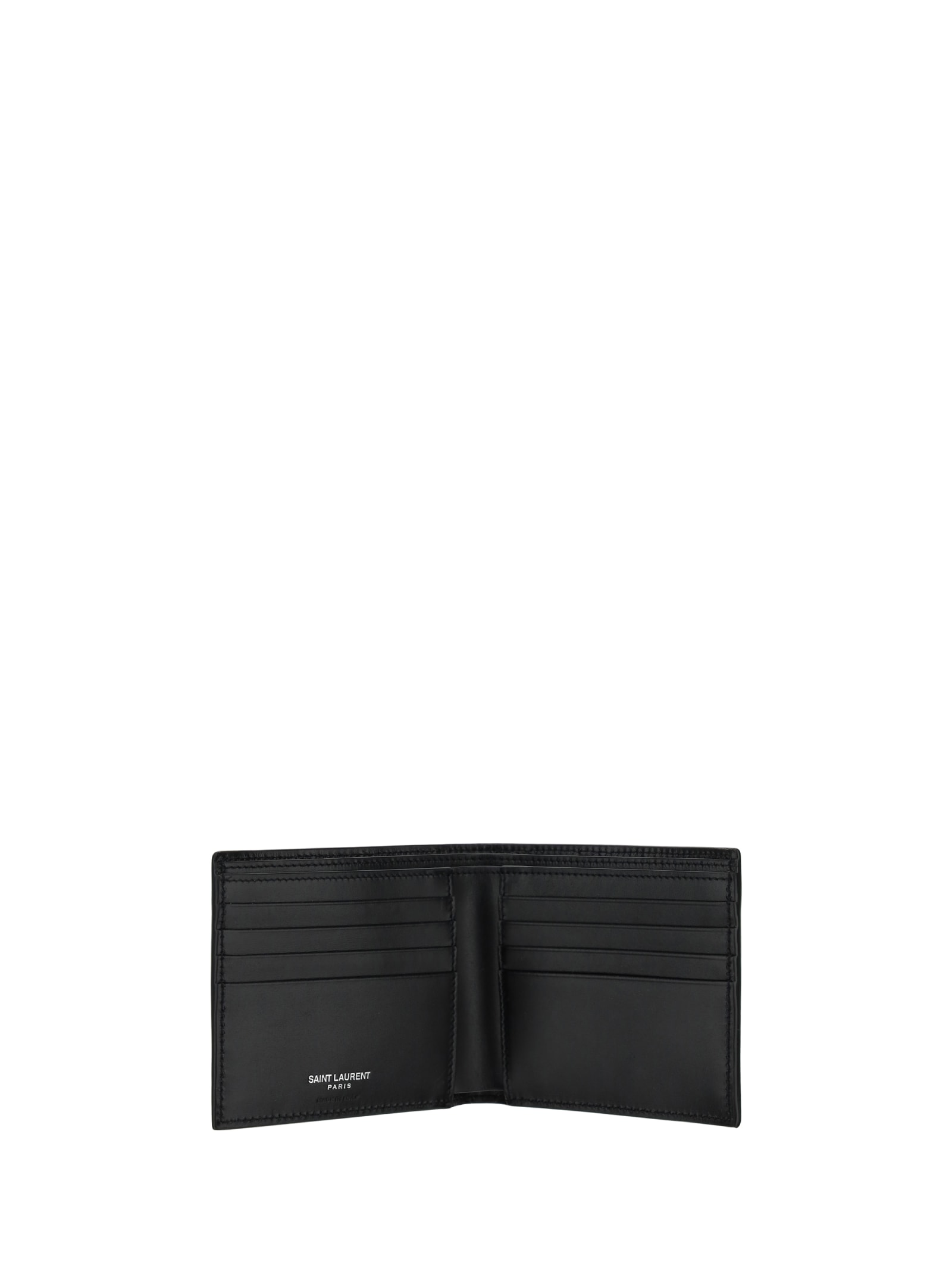 Saint Laurent Black Leather Wallets In Black