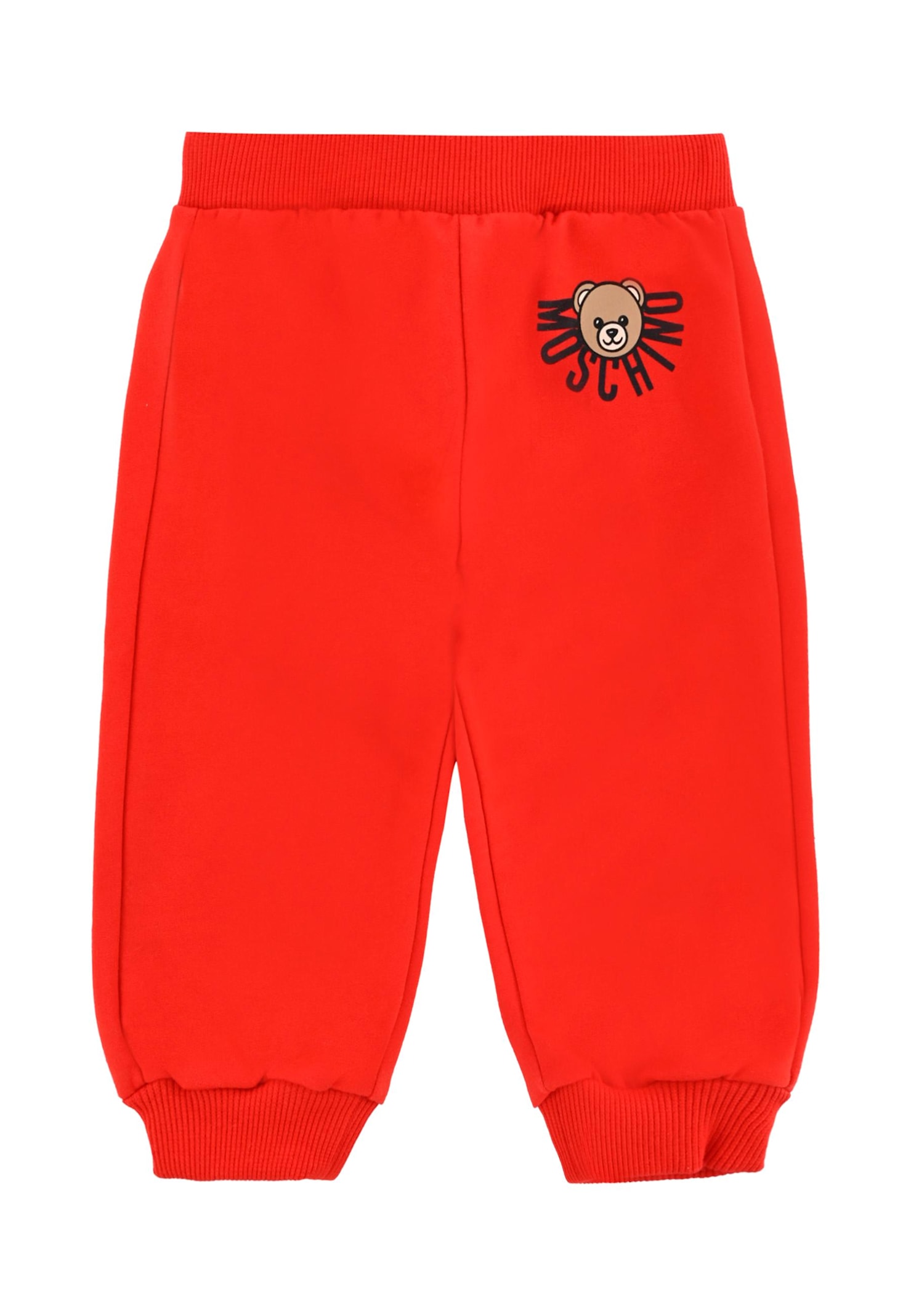 Moschino Red Trousers For Babykids With Teddy Bear In Red