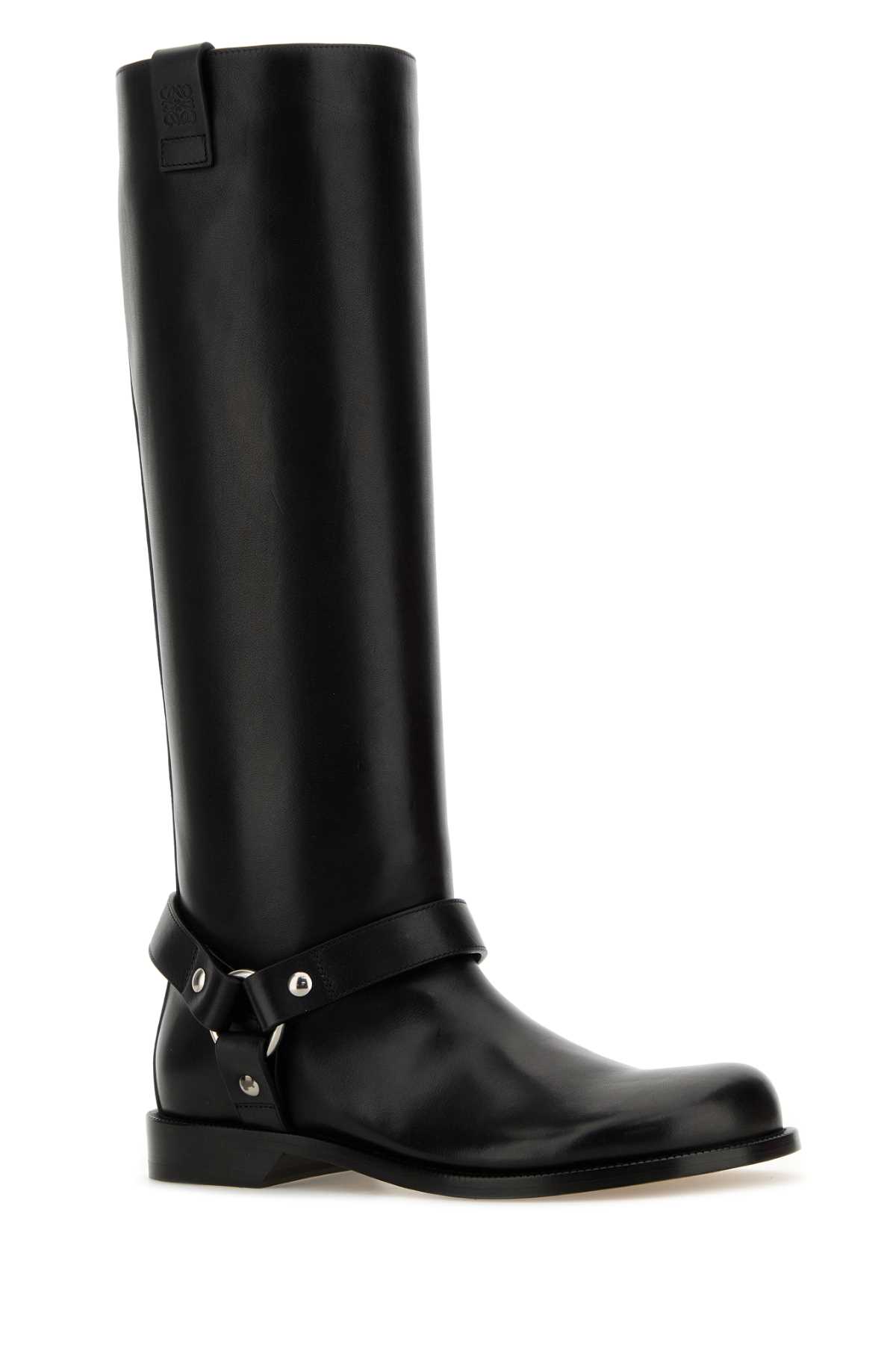 Shop Loewe Black Leather Campo Biker Boots