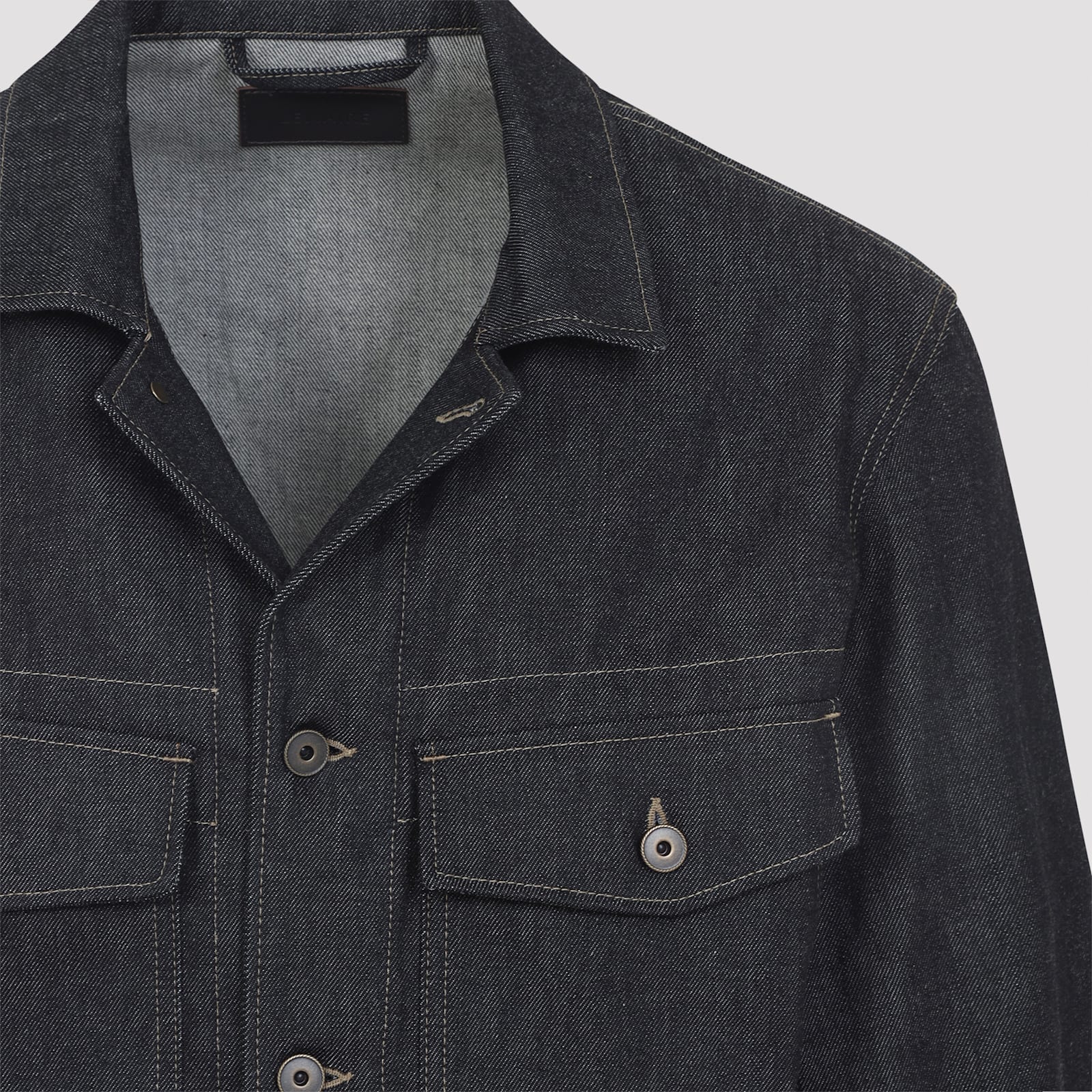 Lemaire Patch-pocket Denim Jacket In Gray
